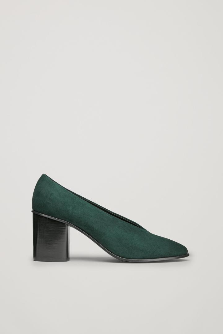 dark green chunky heels