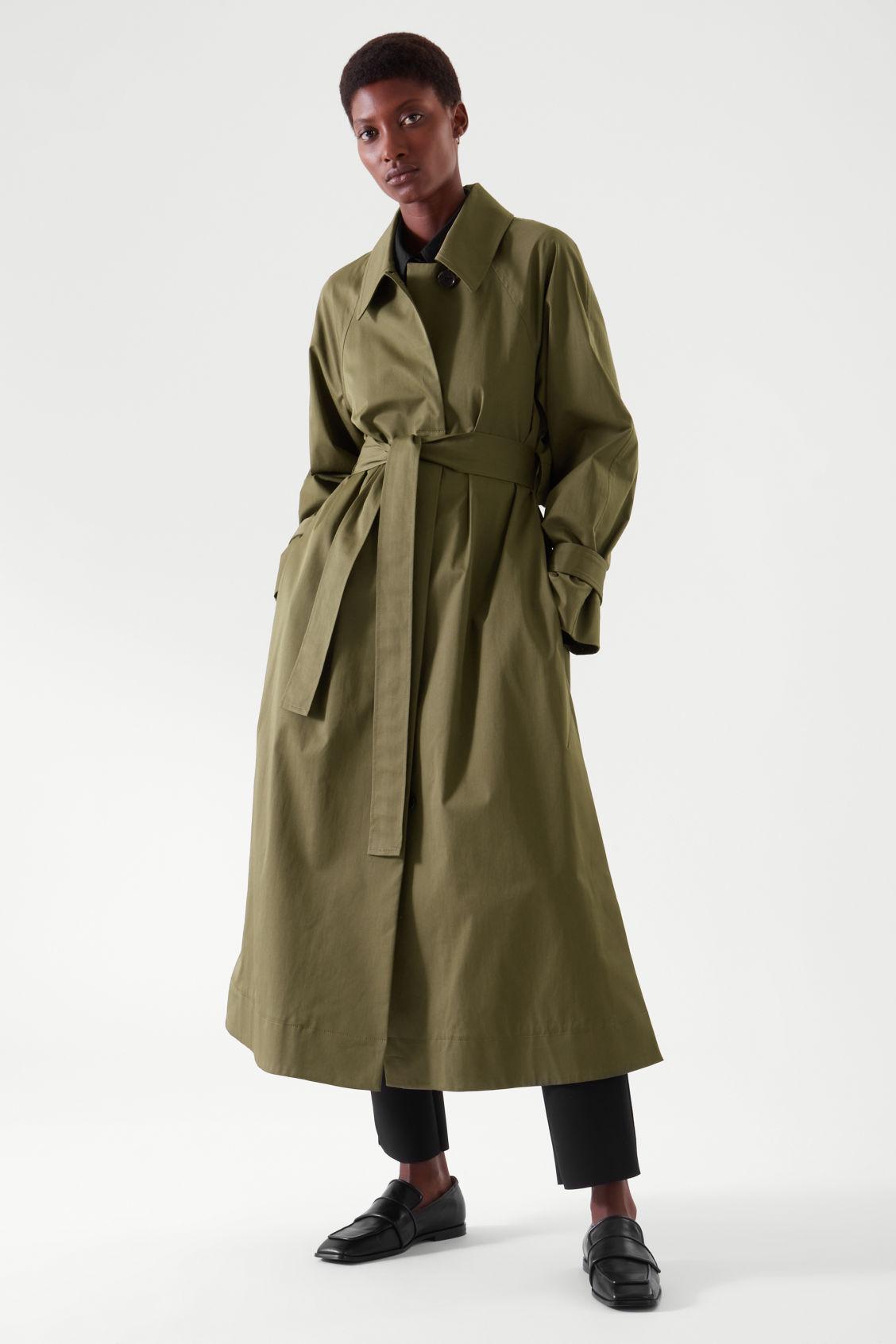 COS Organic Cotton Oversized Trench Coat in Green