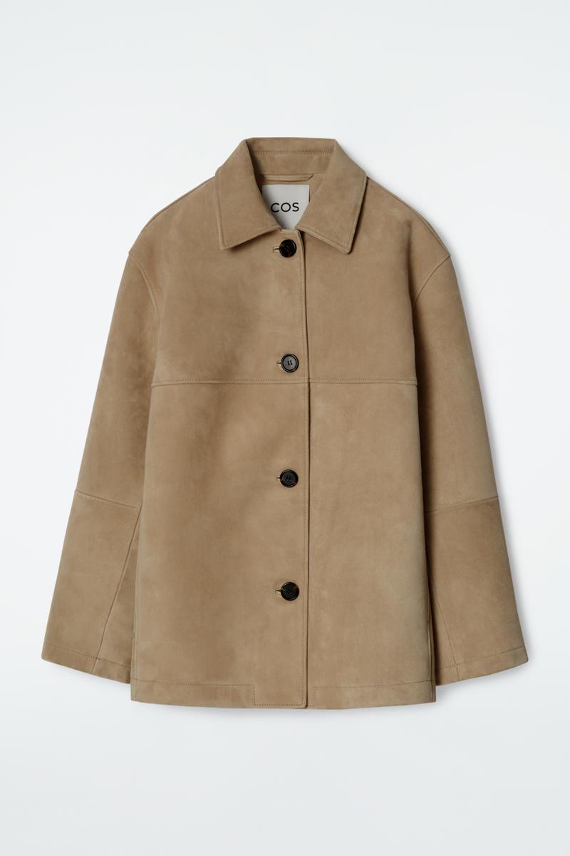 COS Collared Suede Jacket in Natural Lyst UK