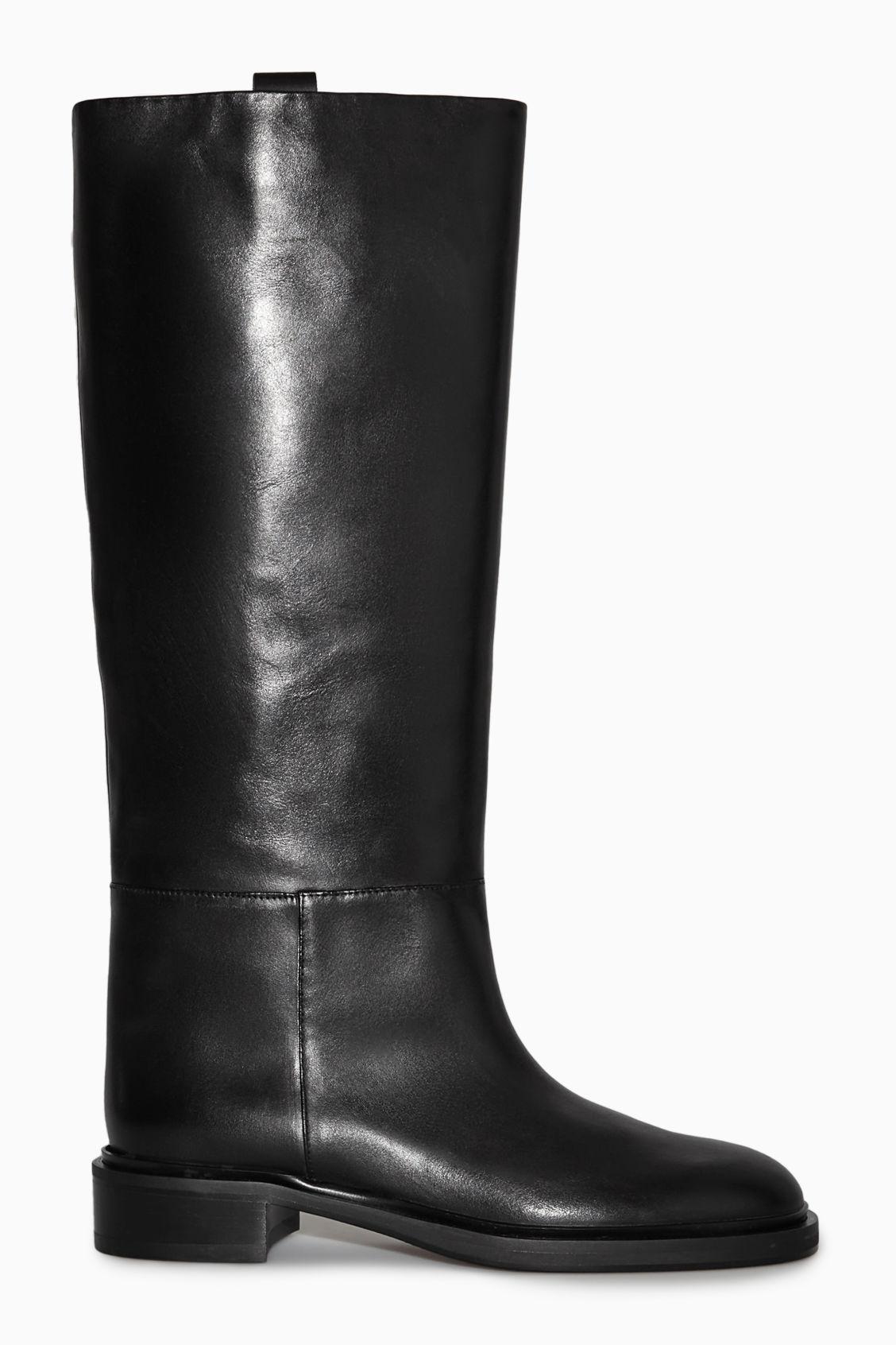 COS Leather Riding Boots in Black Lyst