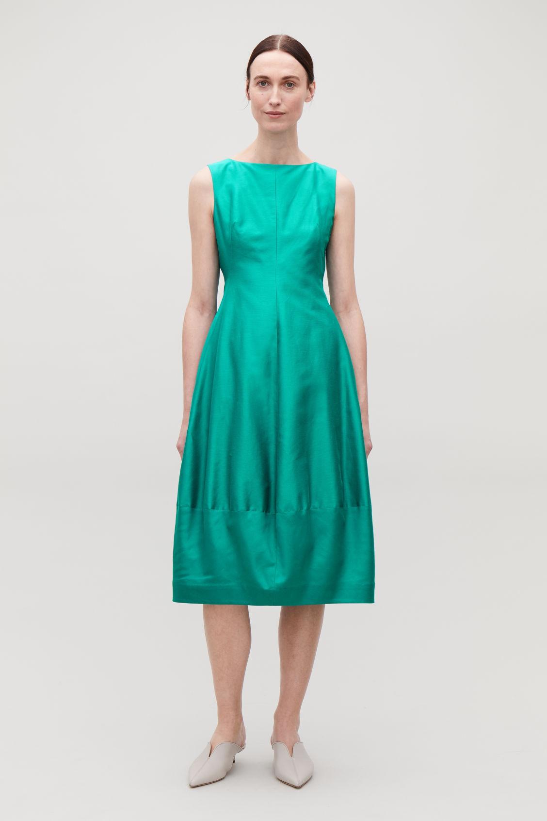 cos green silk dress