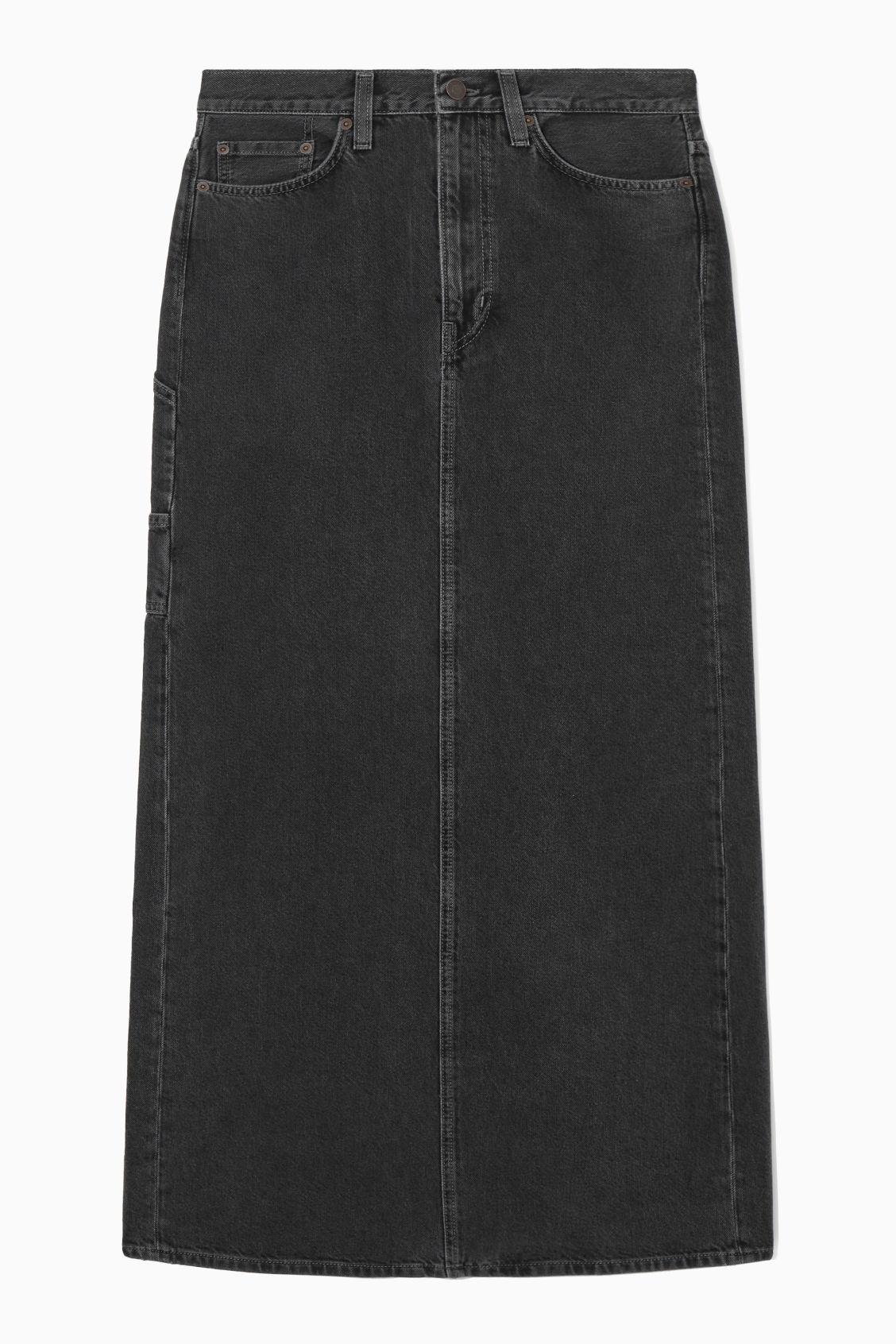 COS Denim Maxi Skirt in Black | Lyst