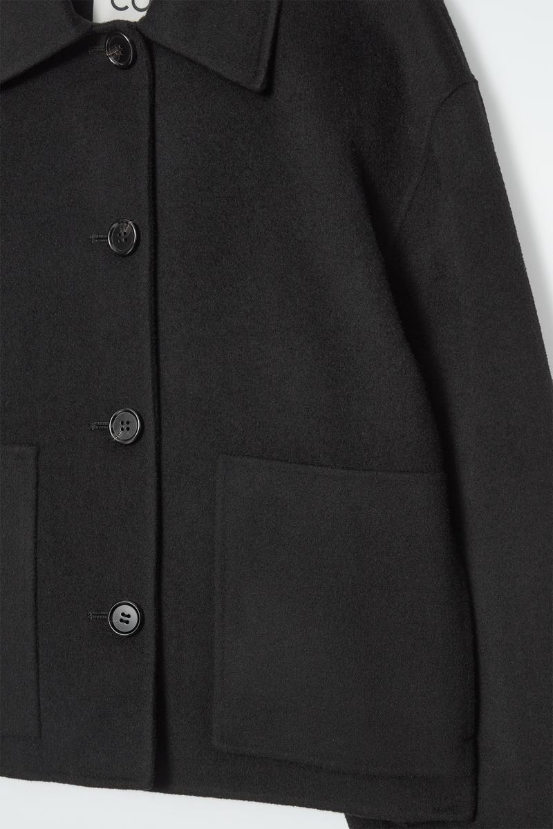 COS Boxy Double-faced Wool Jacket in Black | Lyst
