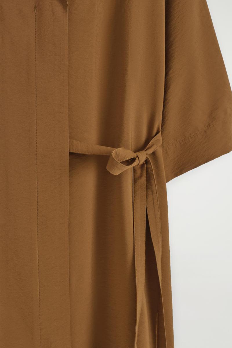 COS Side-belt Midi Shirt Dress in Brown | Lyst