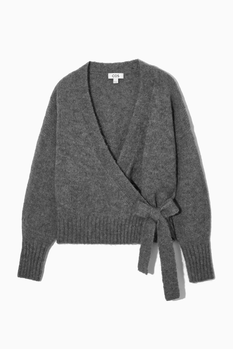 COS Strickjacke Aus Woll-mix In Wickeloptik in Grau Lyst DE