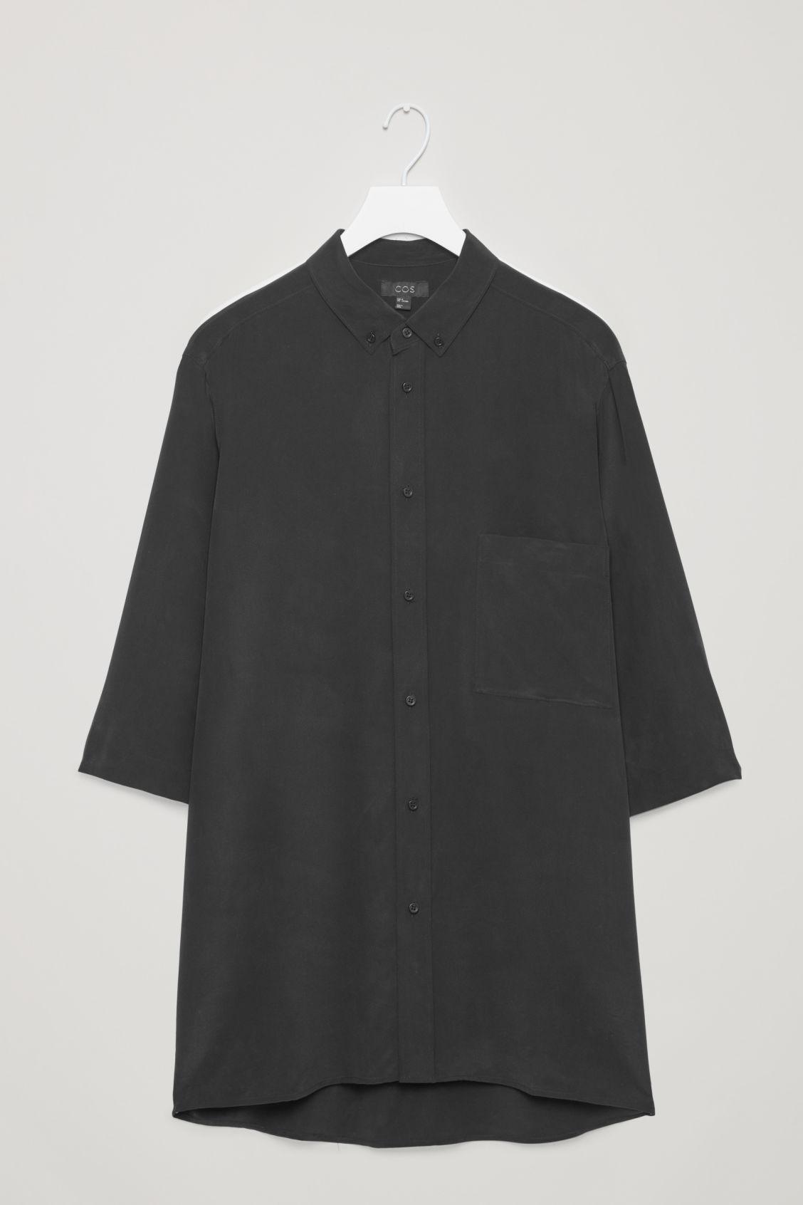 COS Silk Shirt With 3⁄4 Sleeves in Black for Men