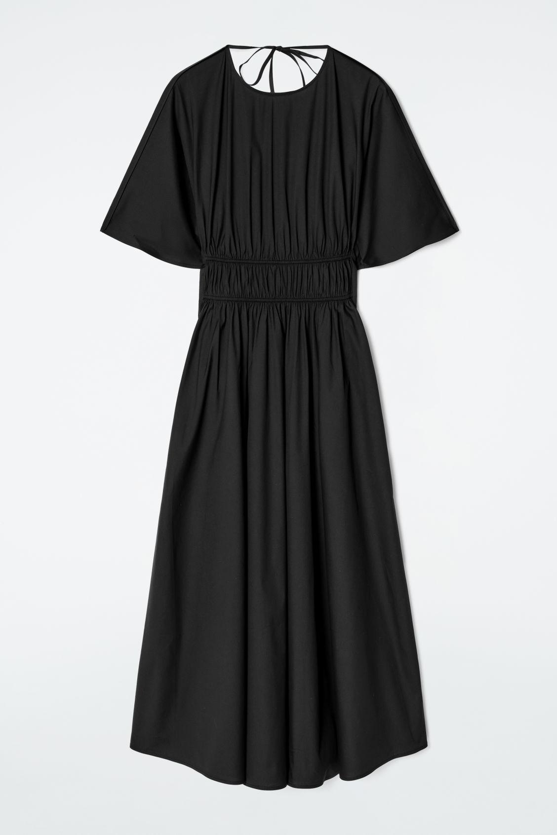 cos open back tiered midi dress COS Open-Back Tiered Midi Dress