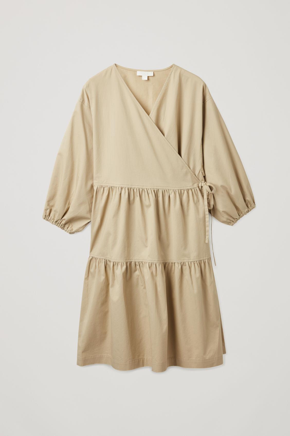 COS Gathered A-line Wrap Dress in Natural | Lyst UK