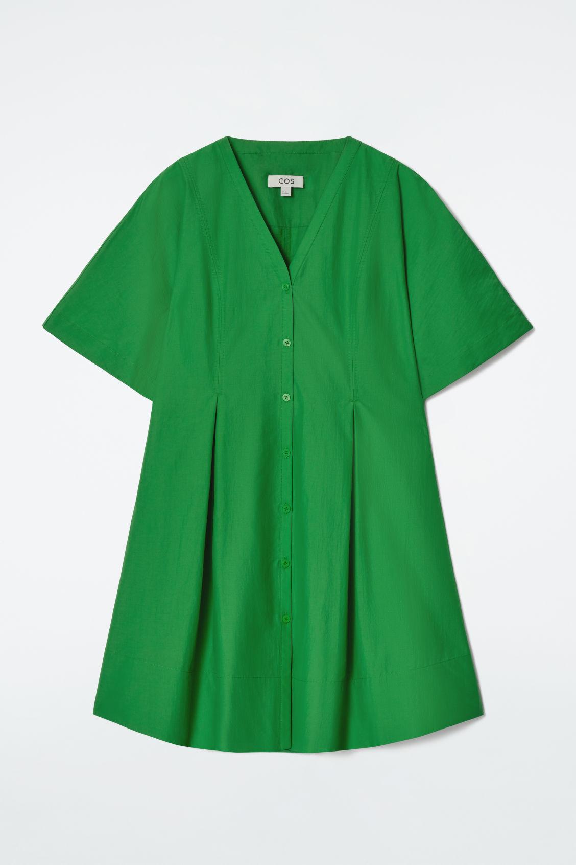 slim fit dress slacks COS OLIVE GREEN COLLARED BUTTON FRONT LONG SLEEVED SHIRT DRESS SIZE 12 –  Whispers Dress Agency main image 0