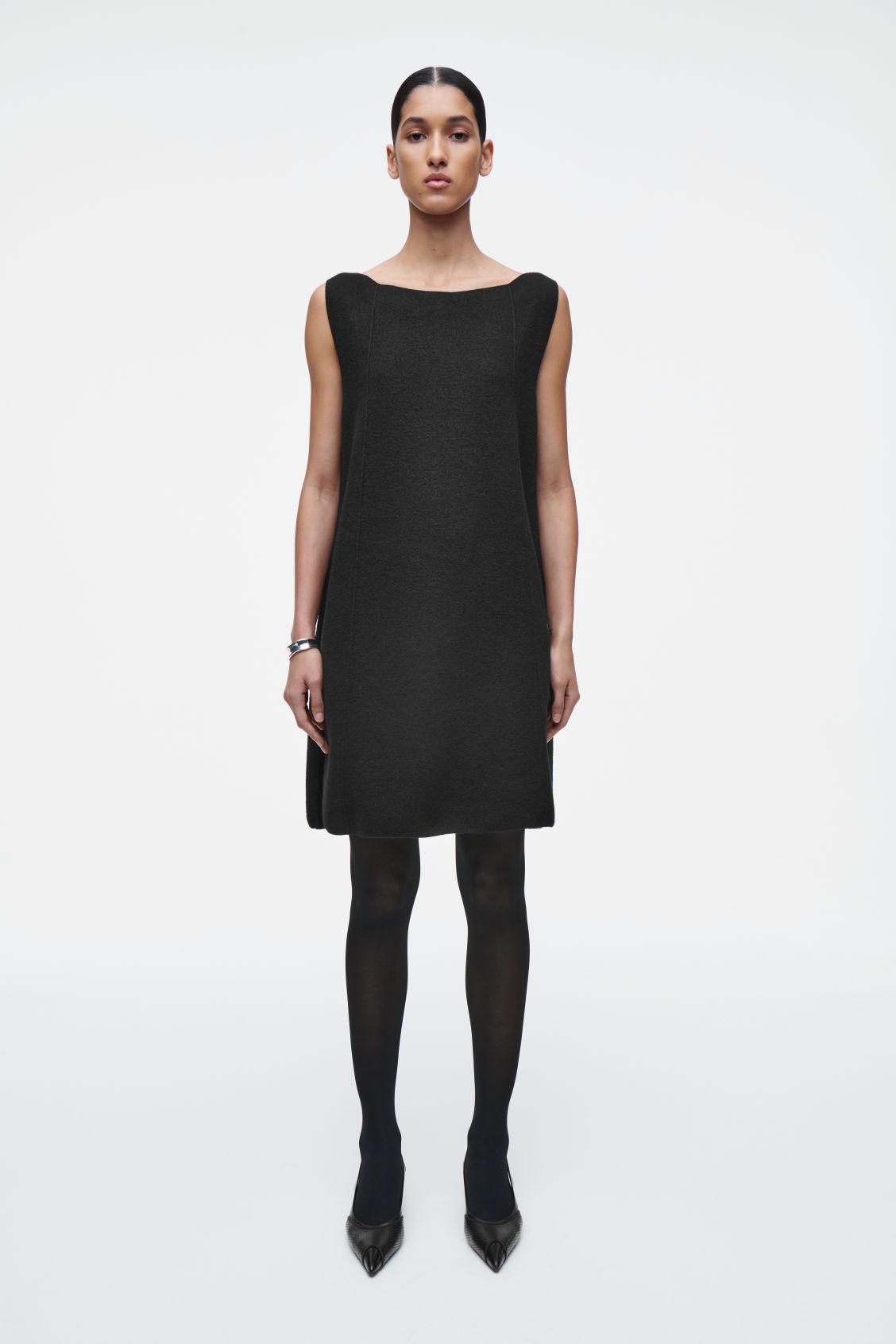 COS Paneled Wool Shift Dress in Black | Lyst