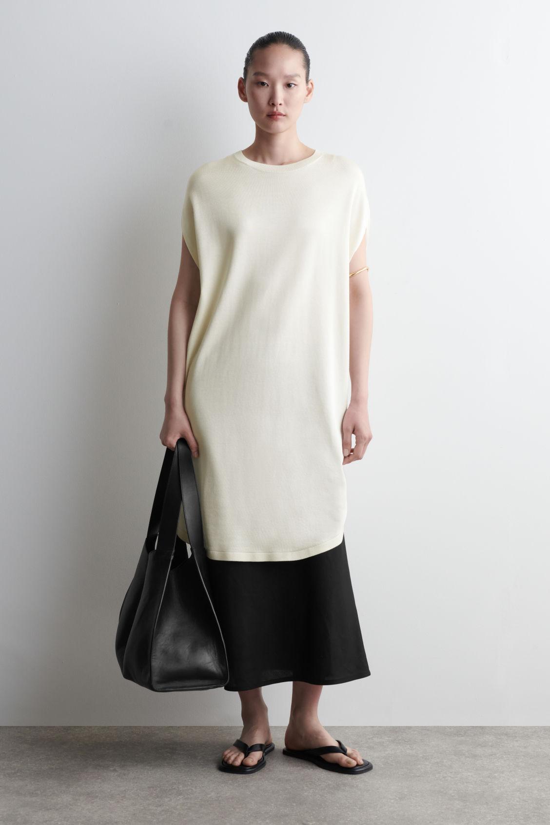 COS Circle-Cut Knitted Dress in White | Lyst