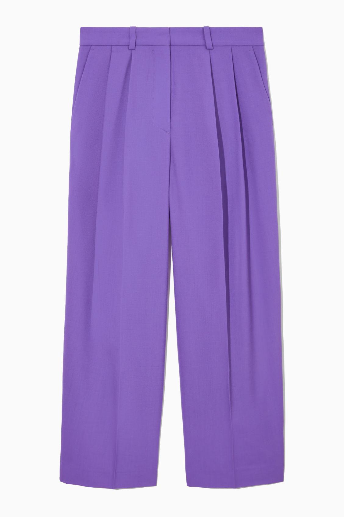 COS Wideleg Tailored Wool Pants in Purple Lyst