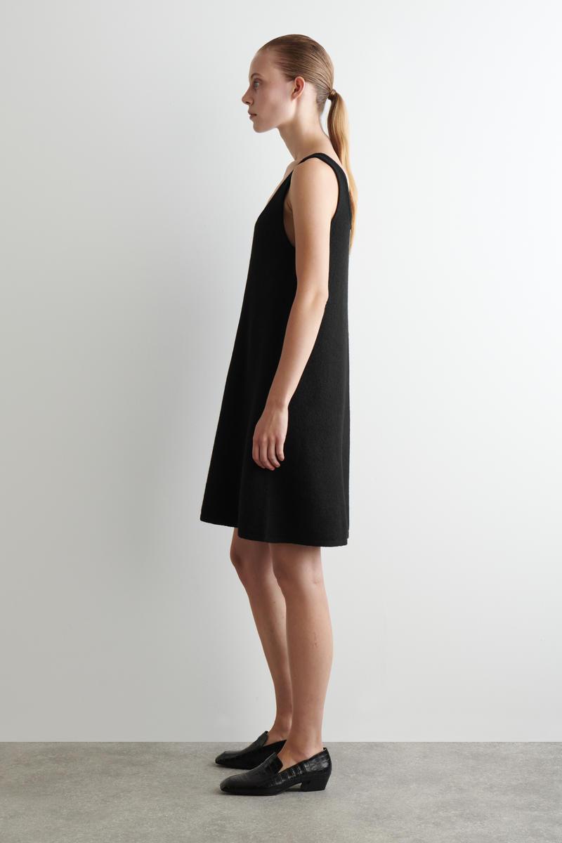 COS Boiled-Wool A-Line Mini Dress in Black | Lyst