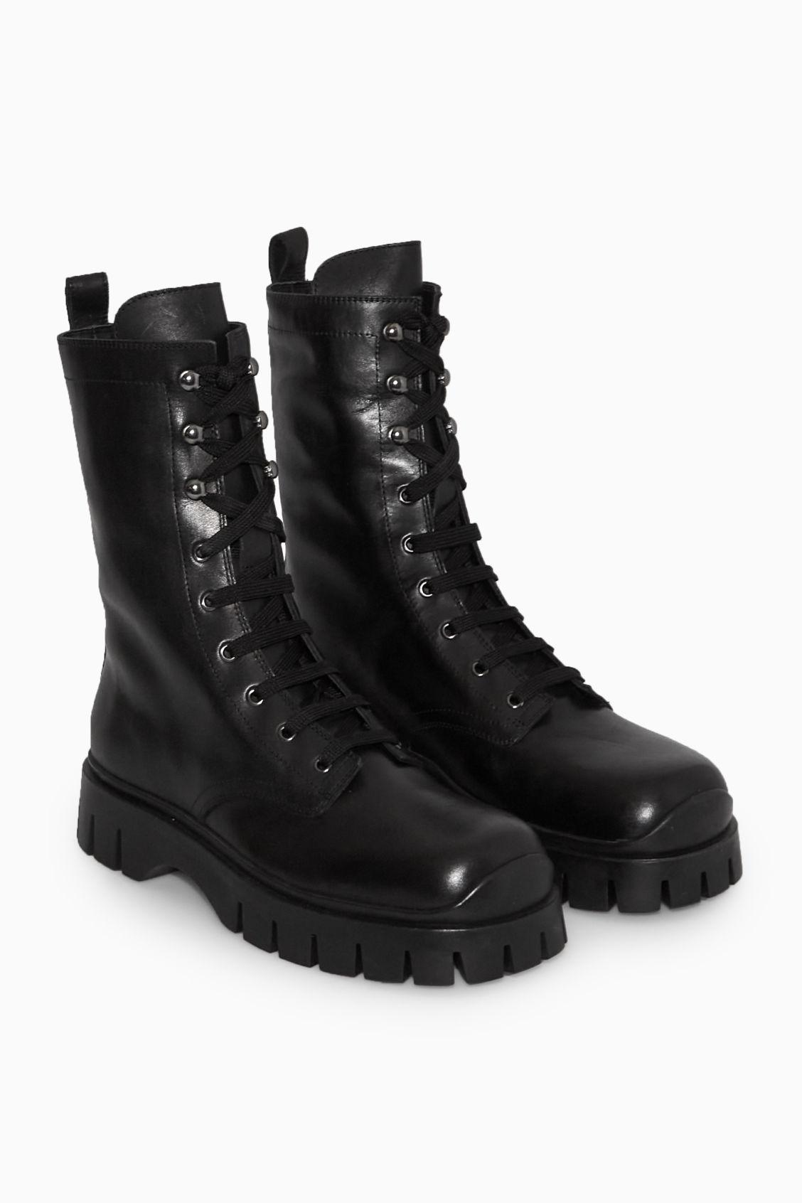 COS Chunky Lace-up Boots in Black | Lyst