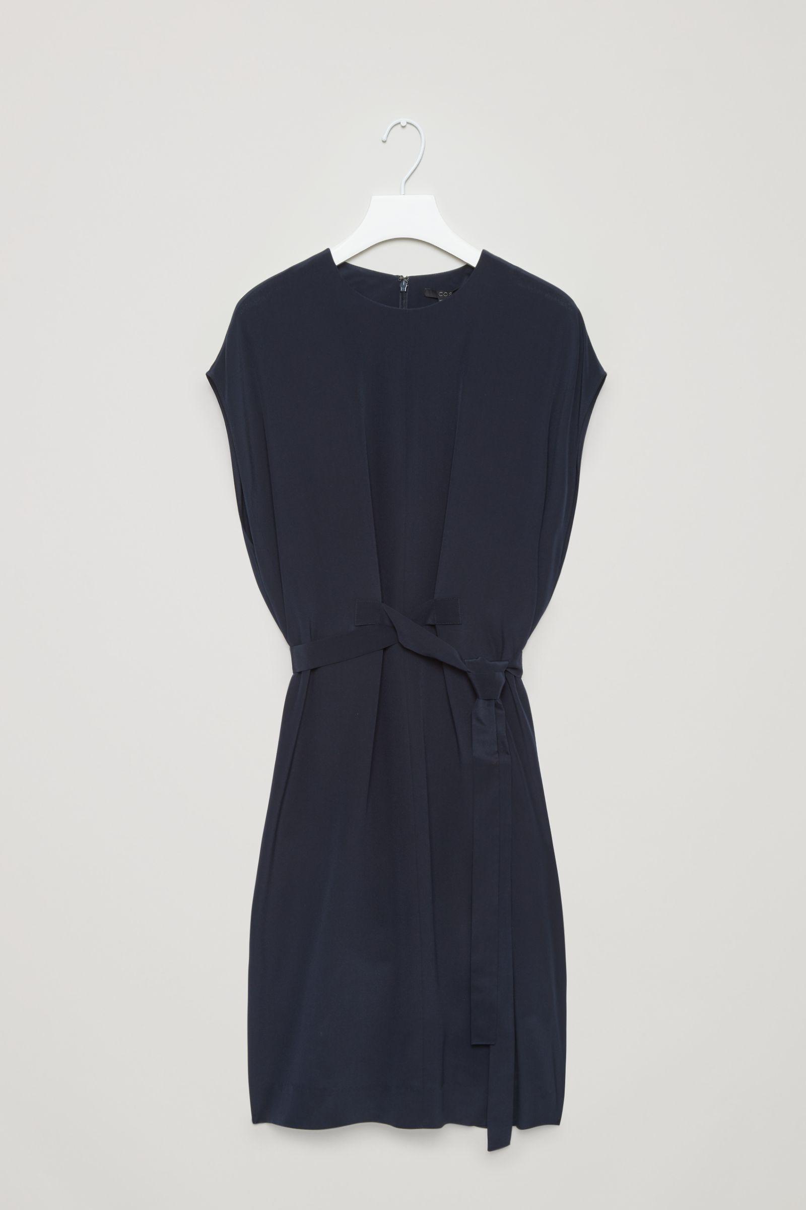 COS Silk Dress With Wrap Tie in Blue 
