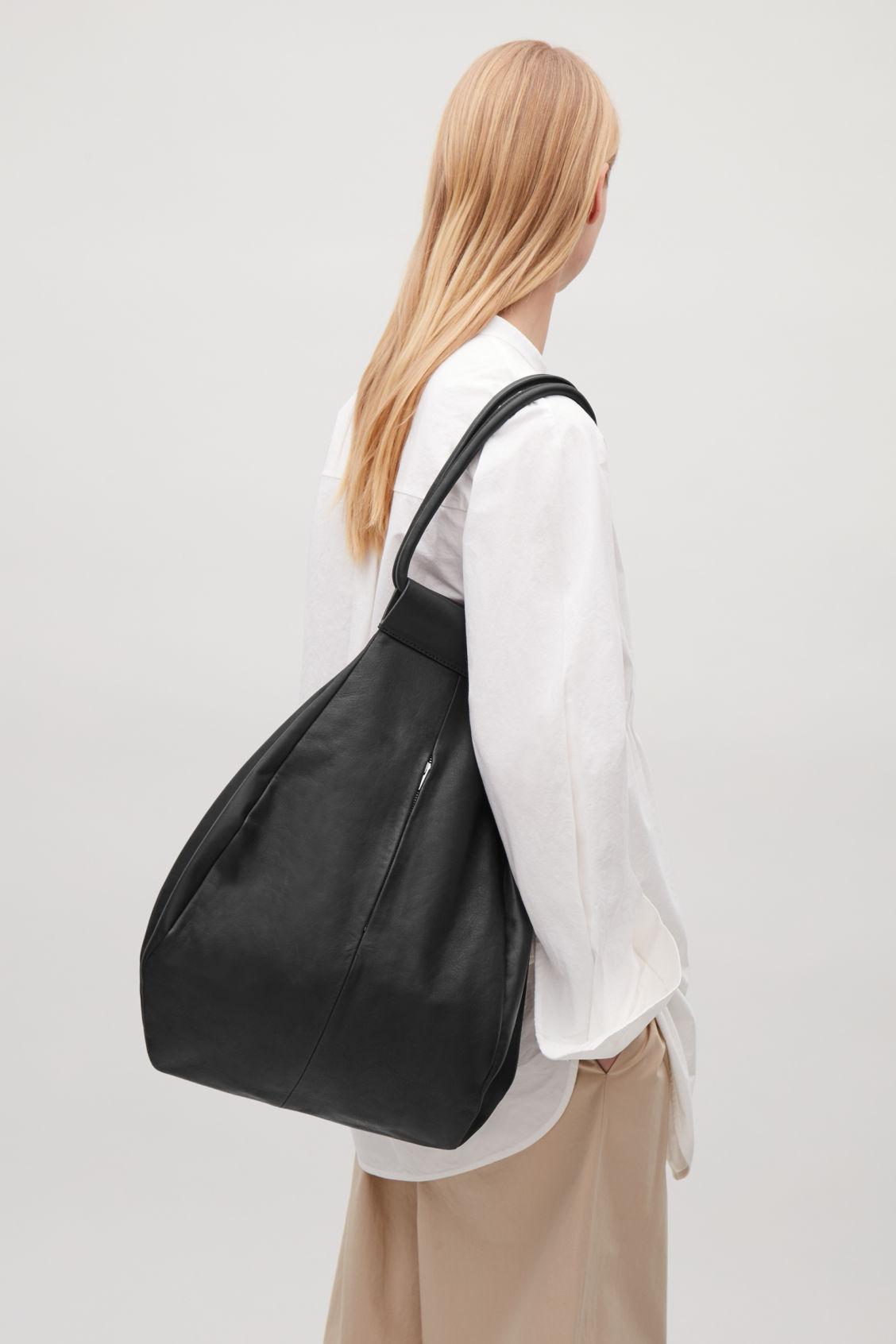 cos folded leather tote bag