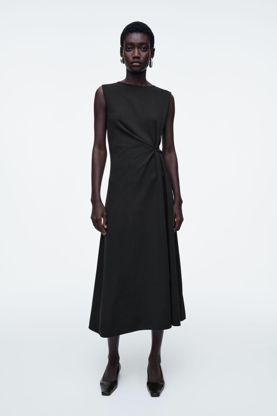 twist detail midi dress cos TWIST-DETAIL JERSEY MIDI DRESS - BLUE