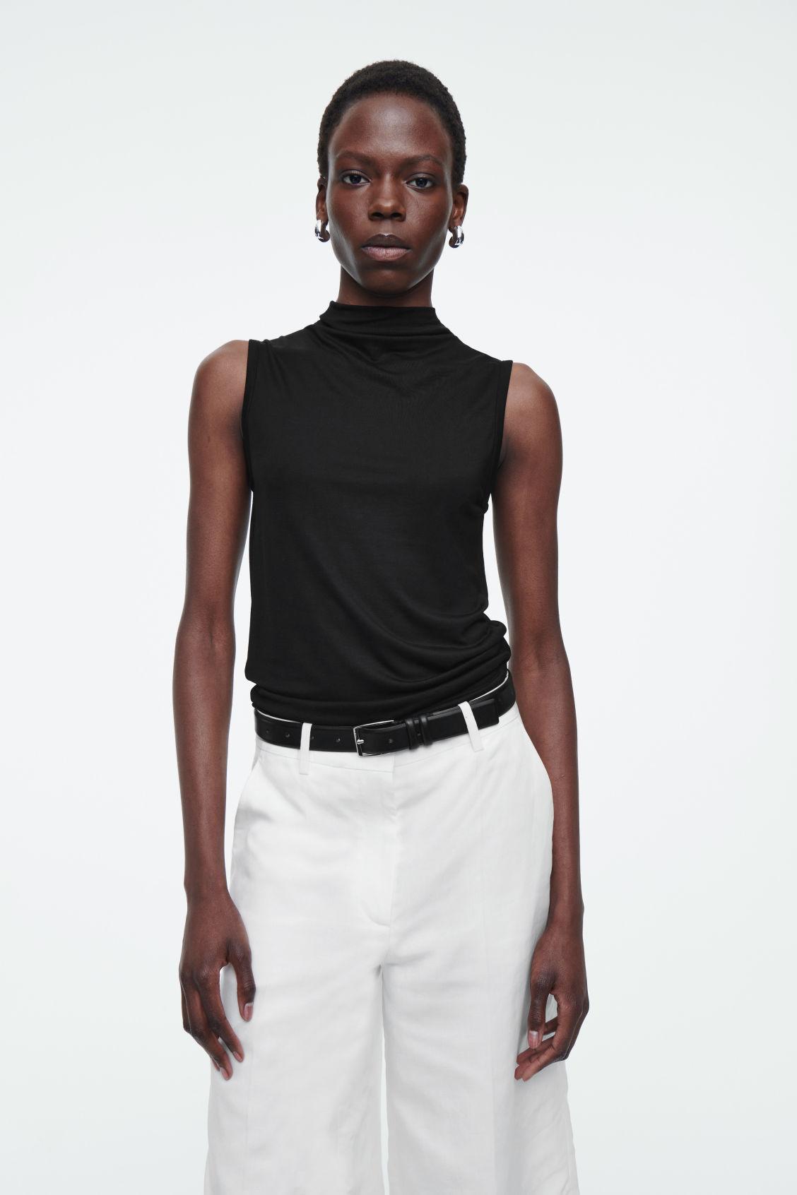 Designer Cos Asymmetric Draped Sleeveless Tops for Women
