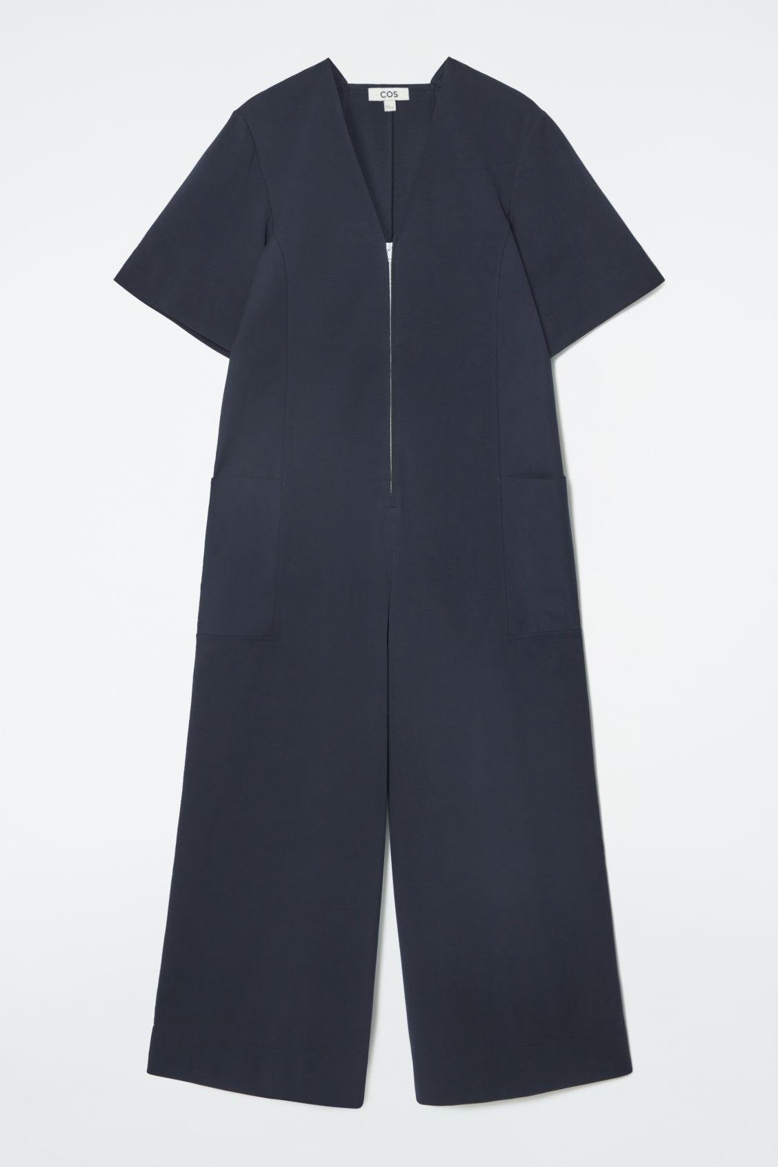 COS Panelled V-neck Jumpsuit in Blue Lyst