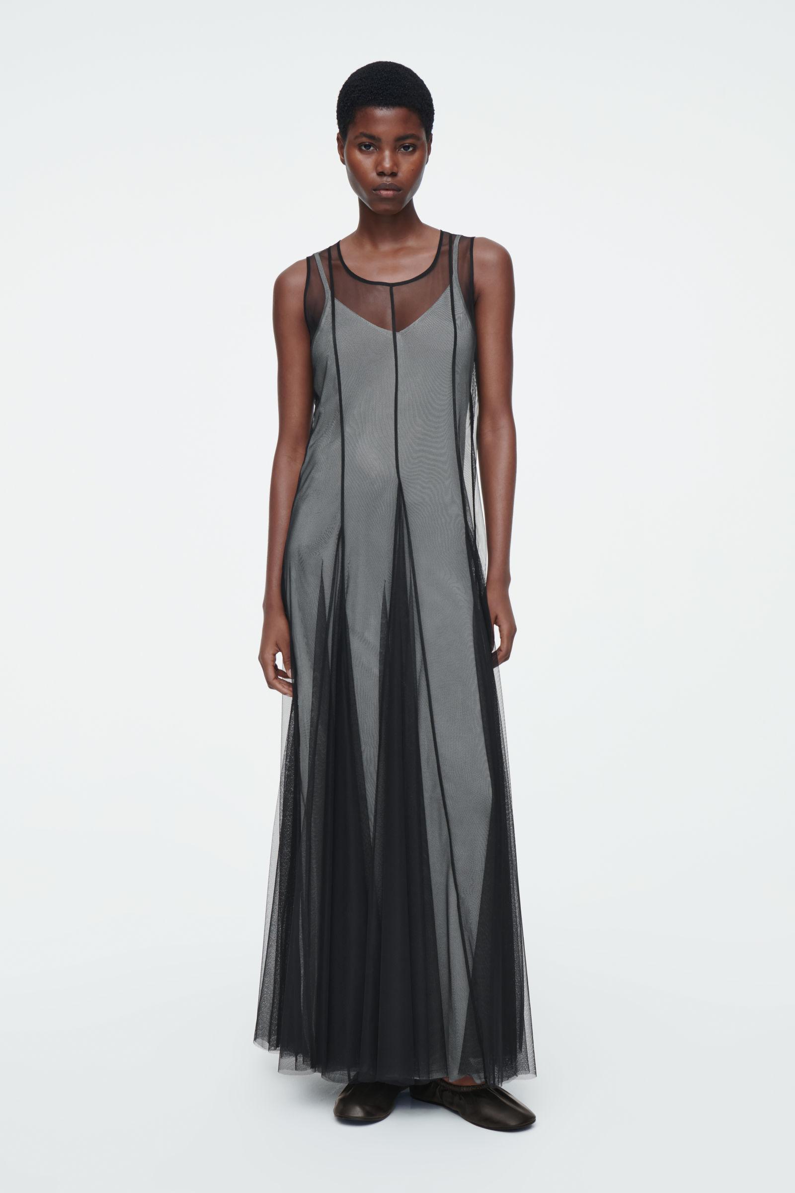 COS The Tulle Maxi Dress in Black | Lyst UK