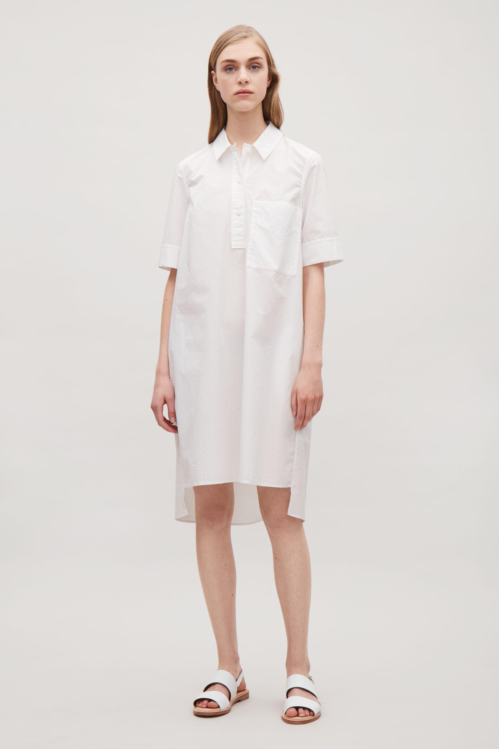 COS Voluminous Poplin Shirt Dress in White | Lyst