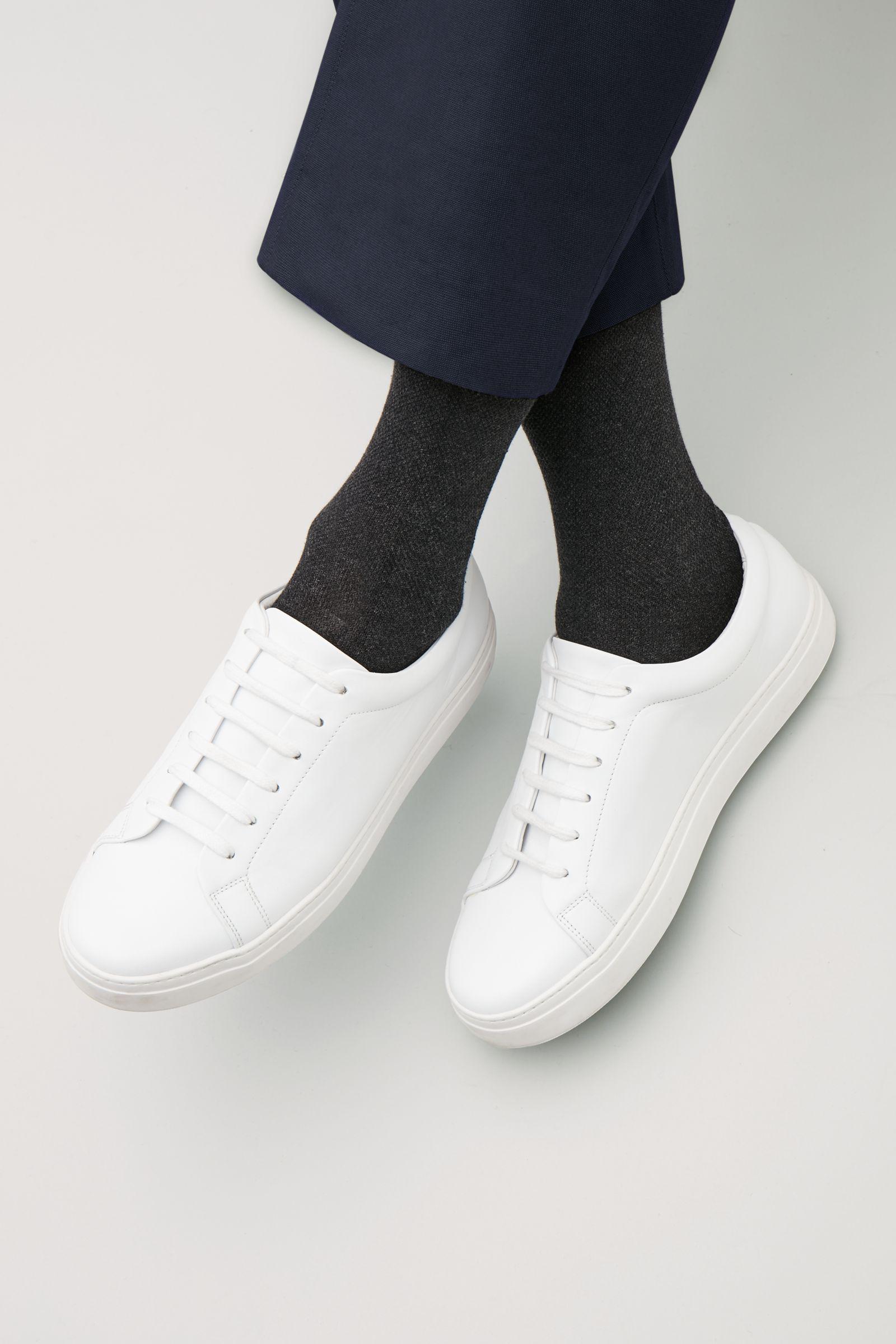 anspændt suffix Mesterskab COS Lace-Up Leather Sneakers in White for Men | Lyst