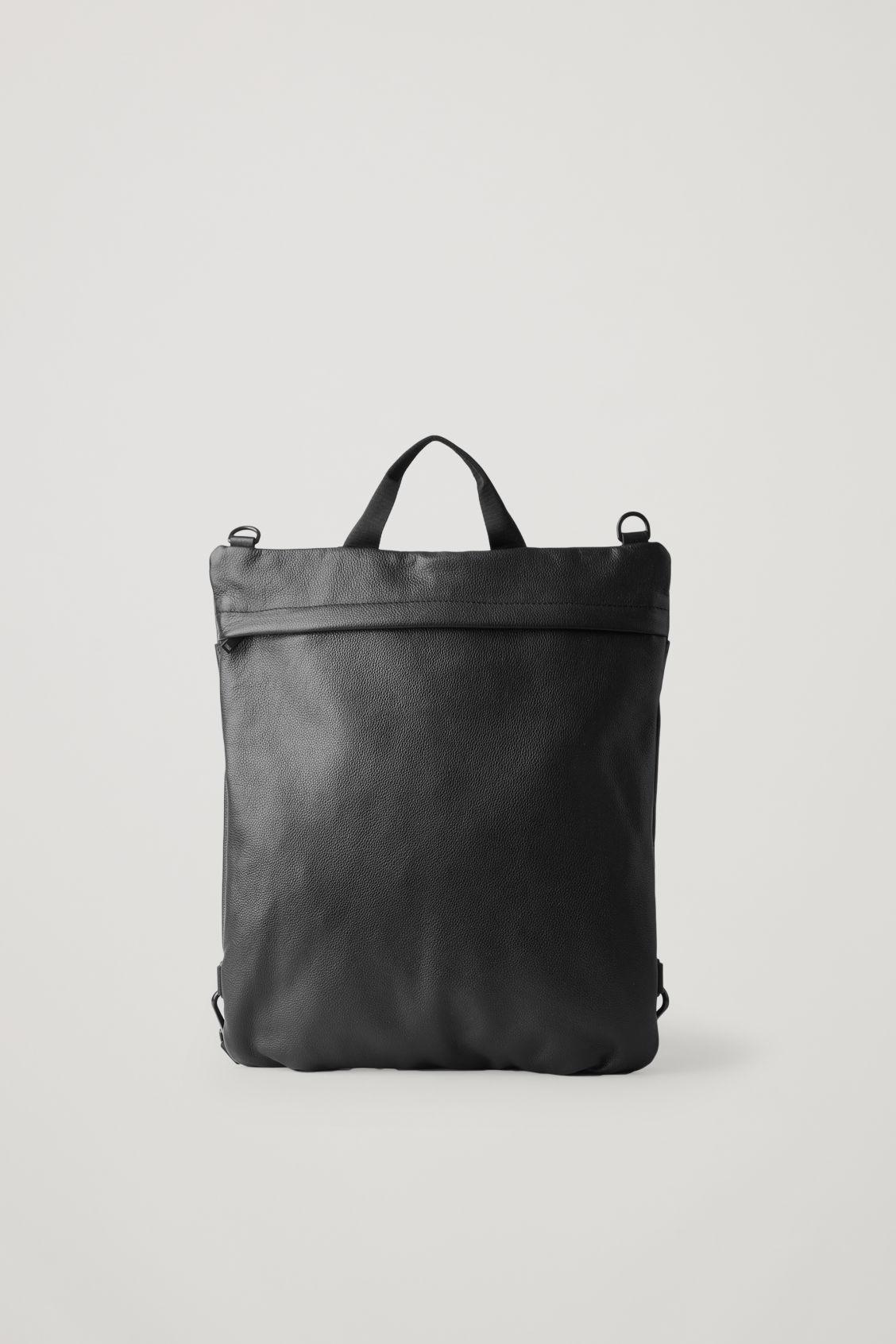 COS Grained Leather Backpack in Black for Men | Lyst