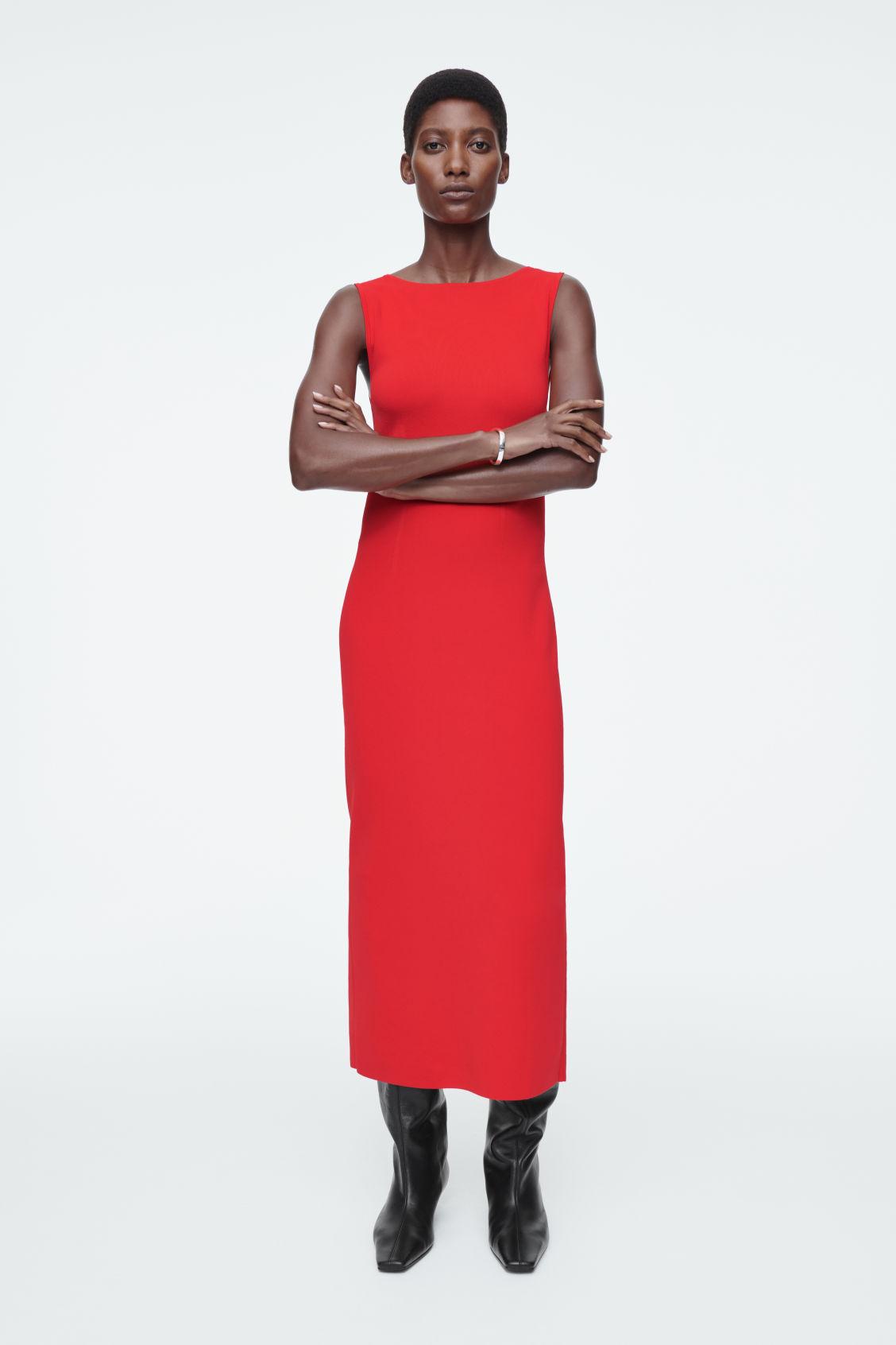 cos red maxi dress COS Women's Gathered V-Neck Maxi Dress