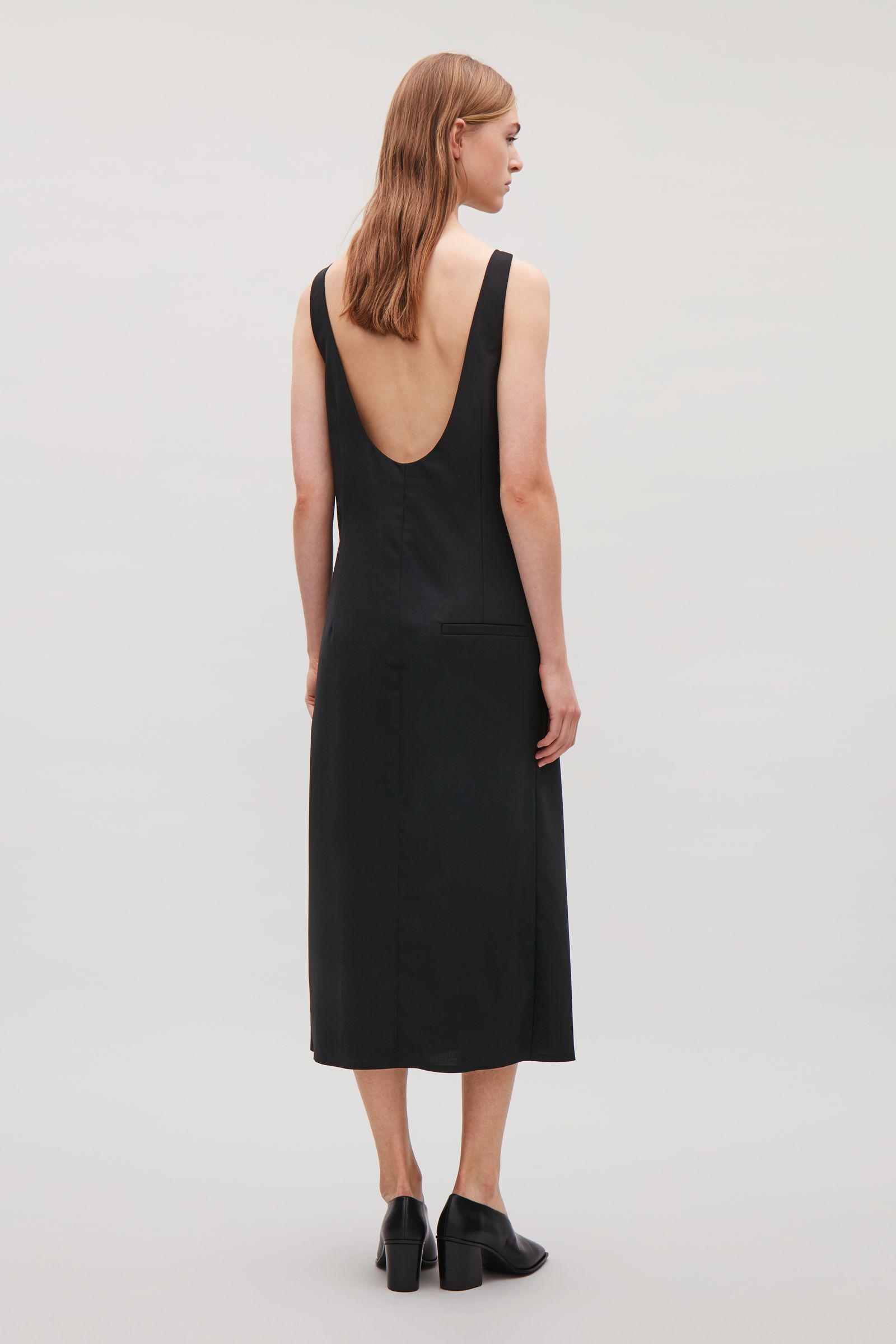 COS Low Scoop-back Dress in Black | Lyst
