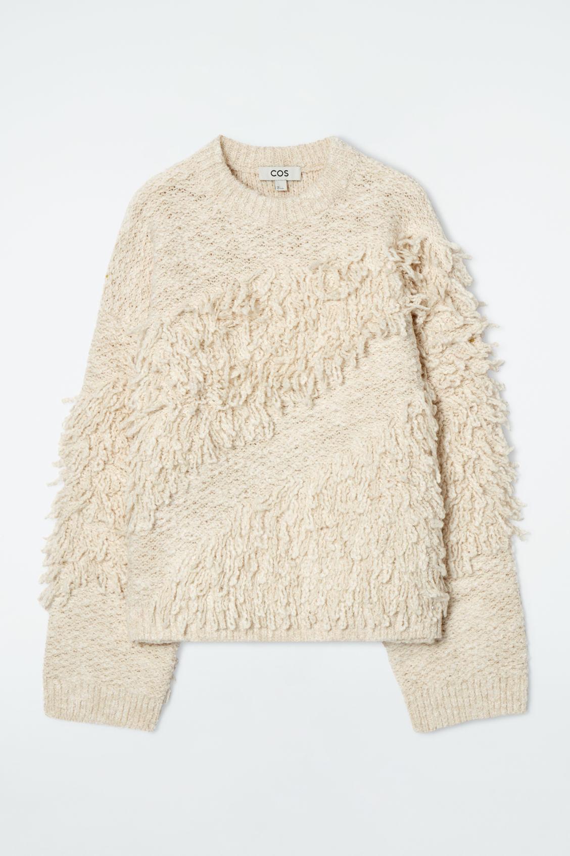 COS Textured Loop-knit Wool Sweater in Natural | Lyst