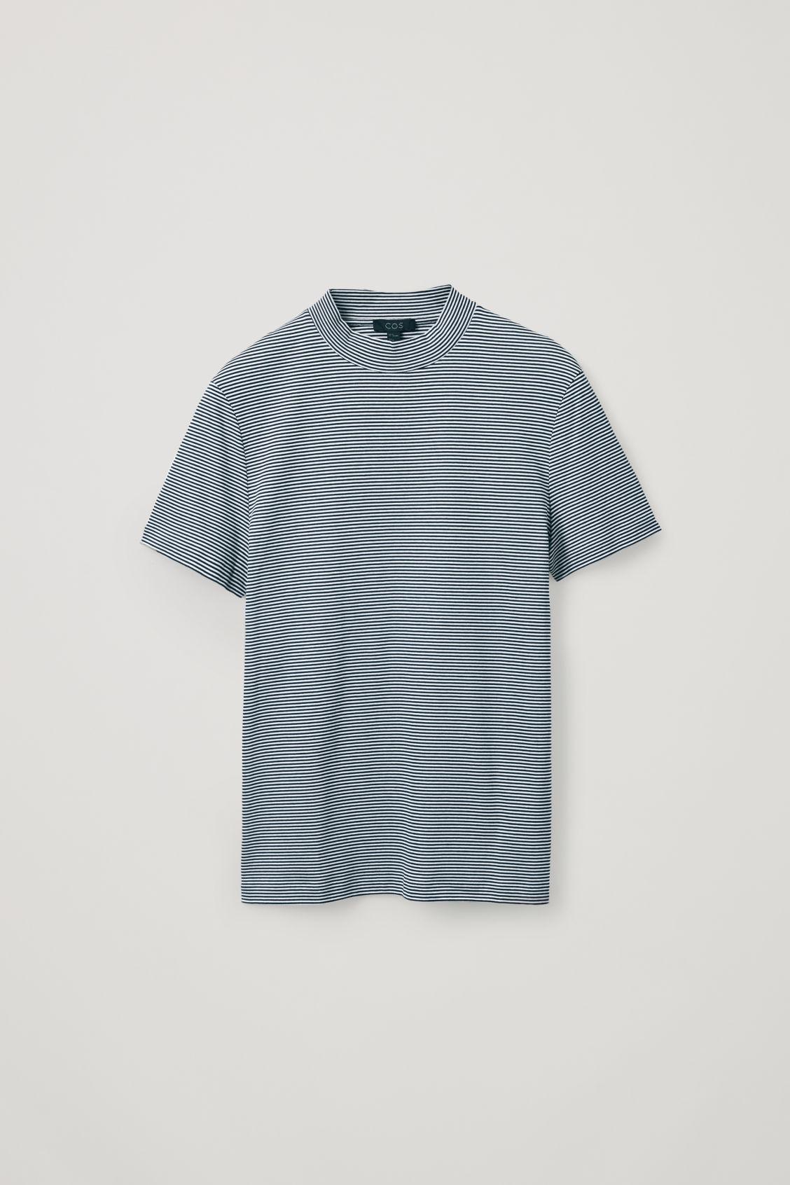 Download COS Mock-neck Cotton T-shirt in Blue for Men - Lyst