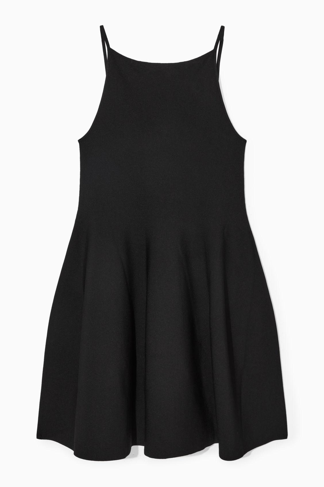 COS Square-neck Knitted Mini Dress in Black | Lyst