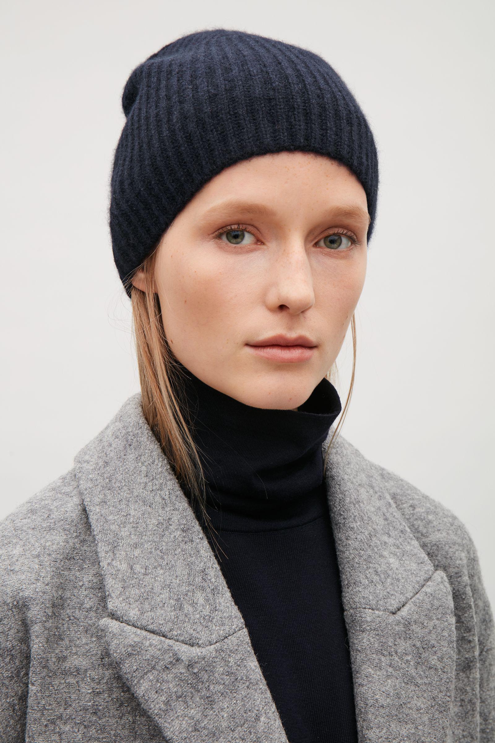 COS Ribbed Cashmere Hat in Navy (Blue) - Lyst