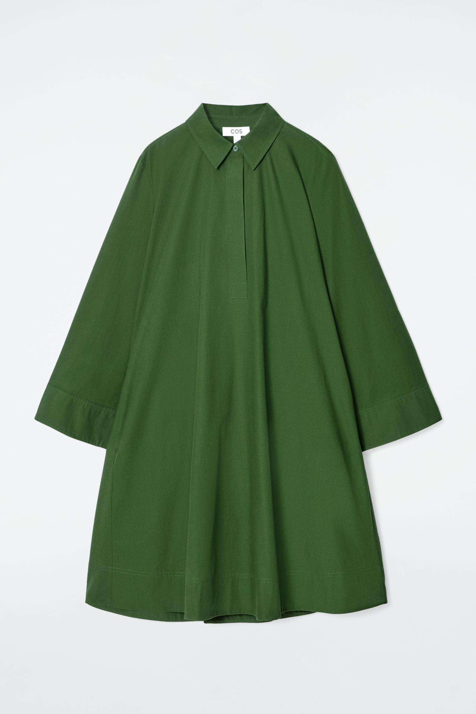 COS Long-sleeved A-line Shirt Dress in Green | Lyst UK