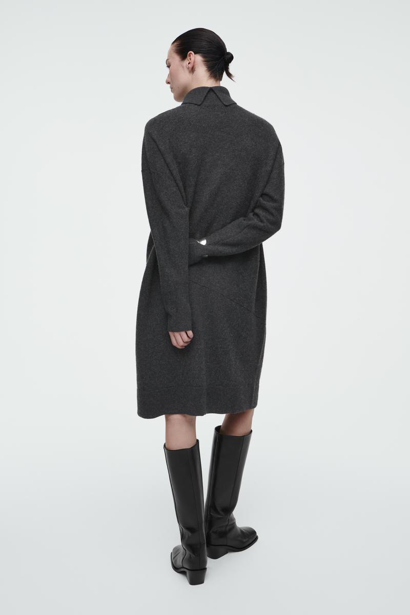 navy blue dress for baby girl COS Contrast Mock Neck Wool Sweater Dress size s main image 0