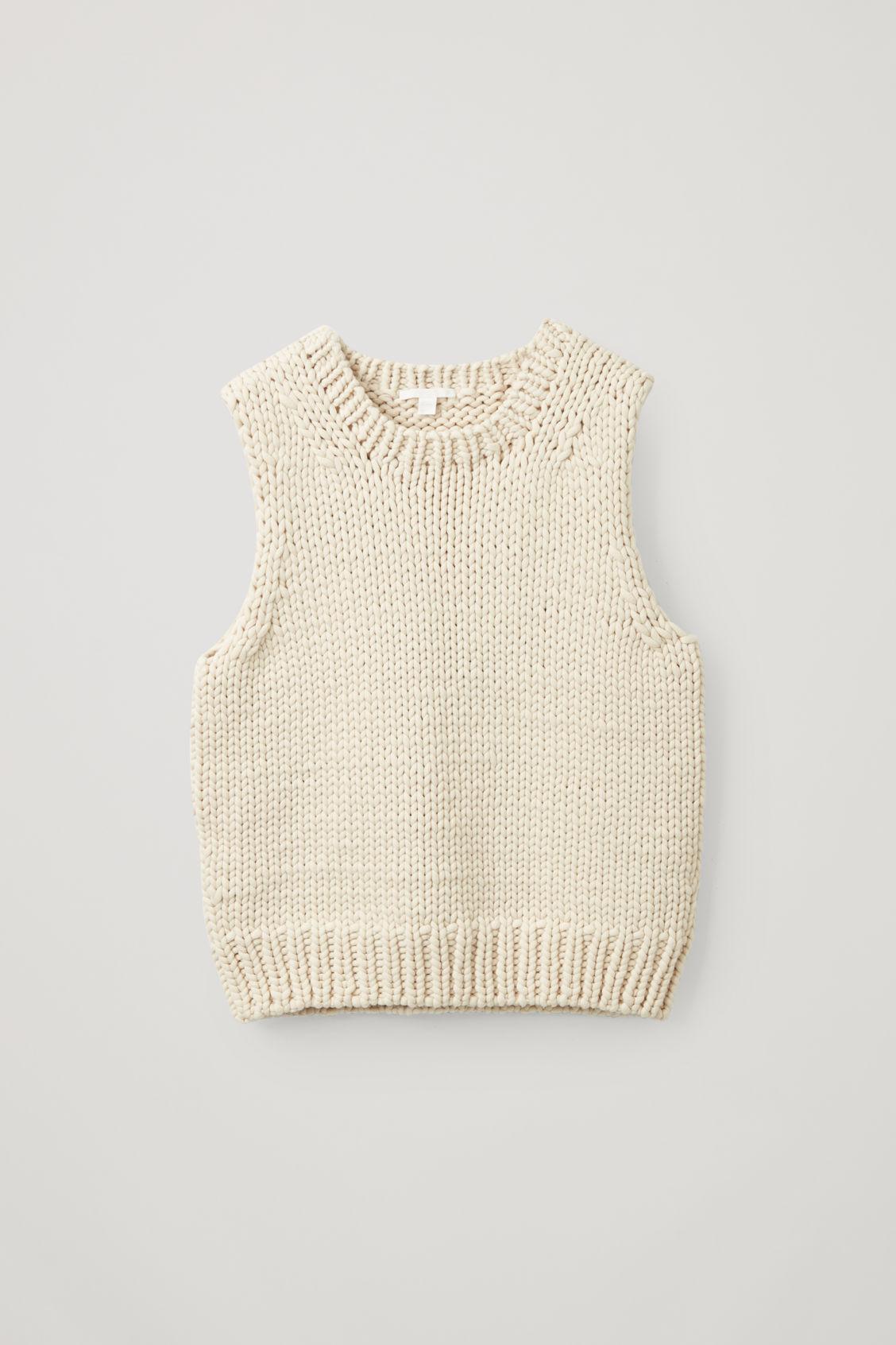 COS Cotton Chunky Knit Vest in Natural | Lyst