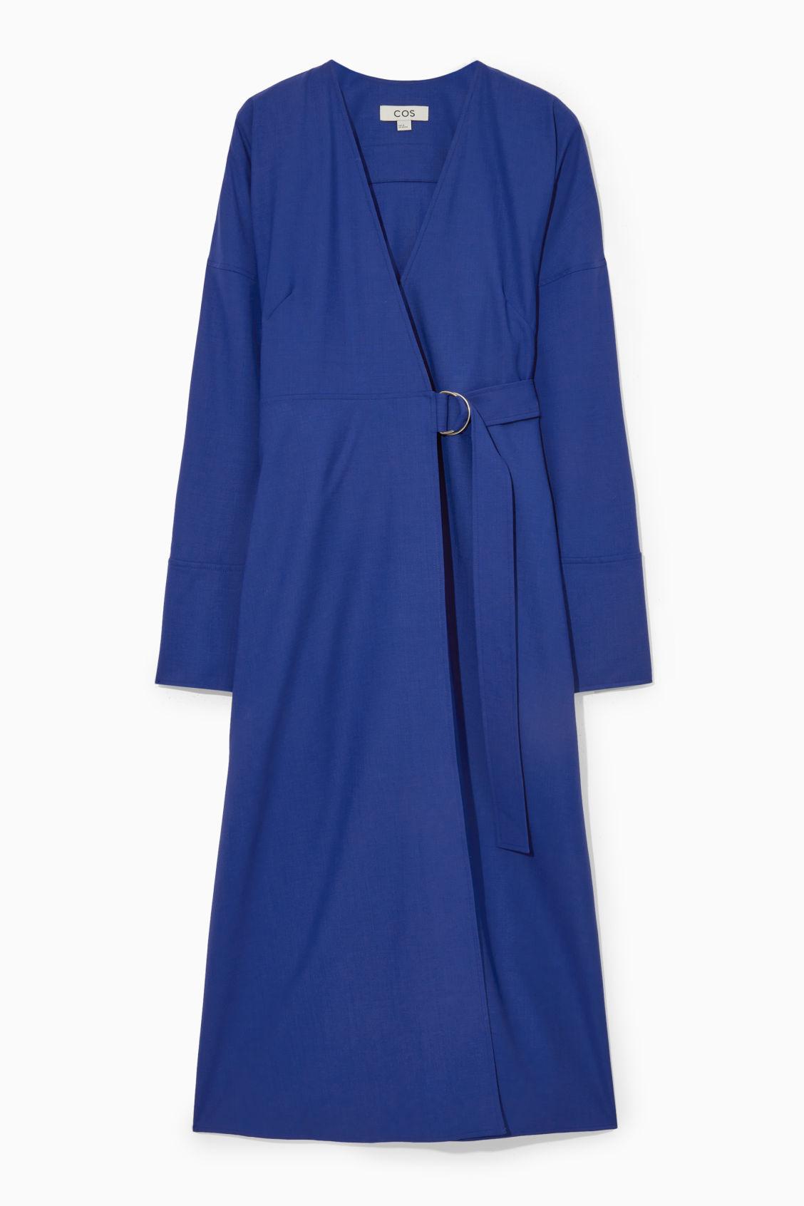 COS Wool-crepe Wrap Dress in Blue | Lyst