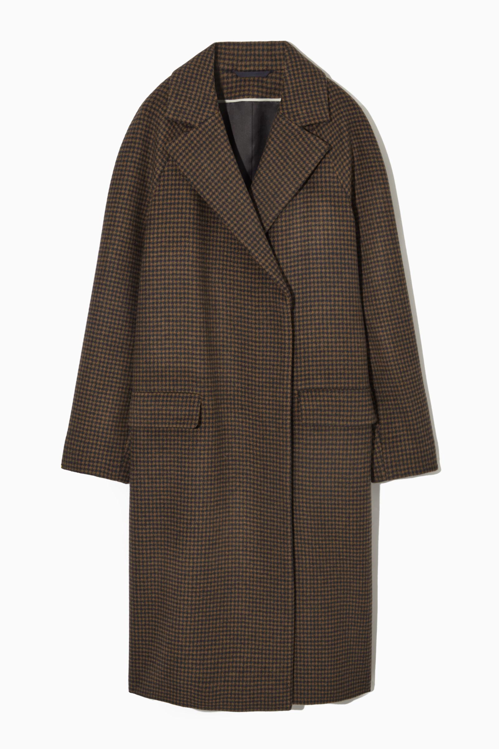 COS Houndstooth Wool-blend Coat in Brown | Lyst UK
