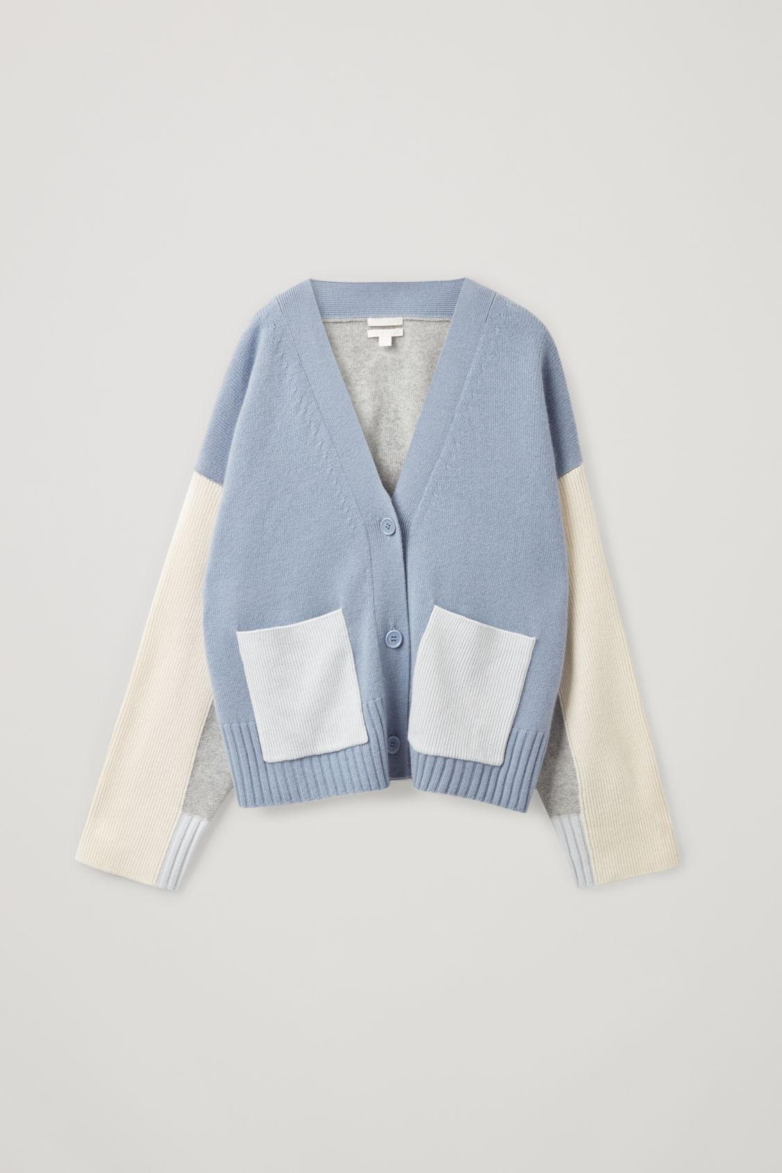 COS Cashmere Contrast Panel Cardigan in Blue | Lyst