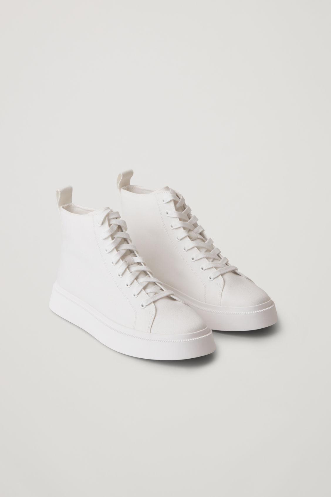 COS Cotton Canvas High-top Sneakers in White | Lyst