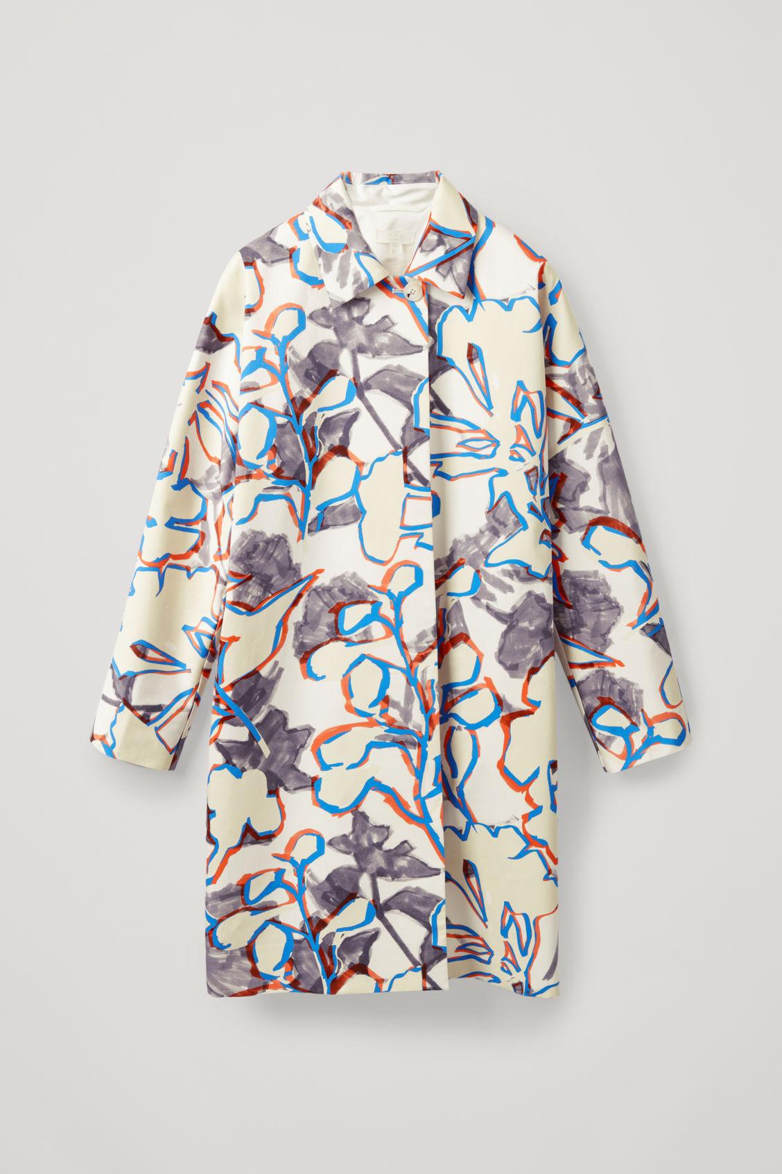 COS Cotton Printed Cocoon Coat in White - Lyst