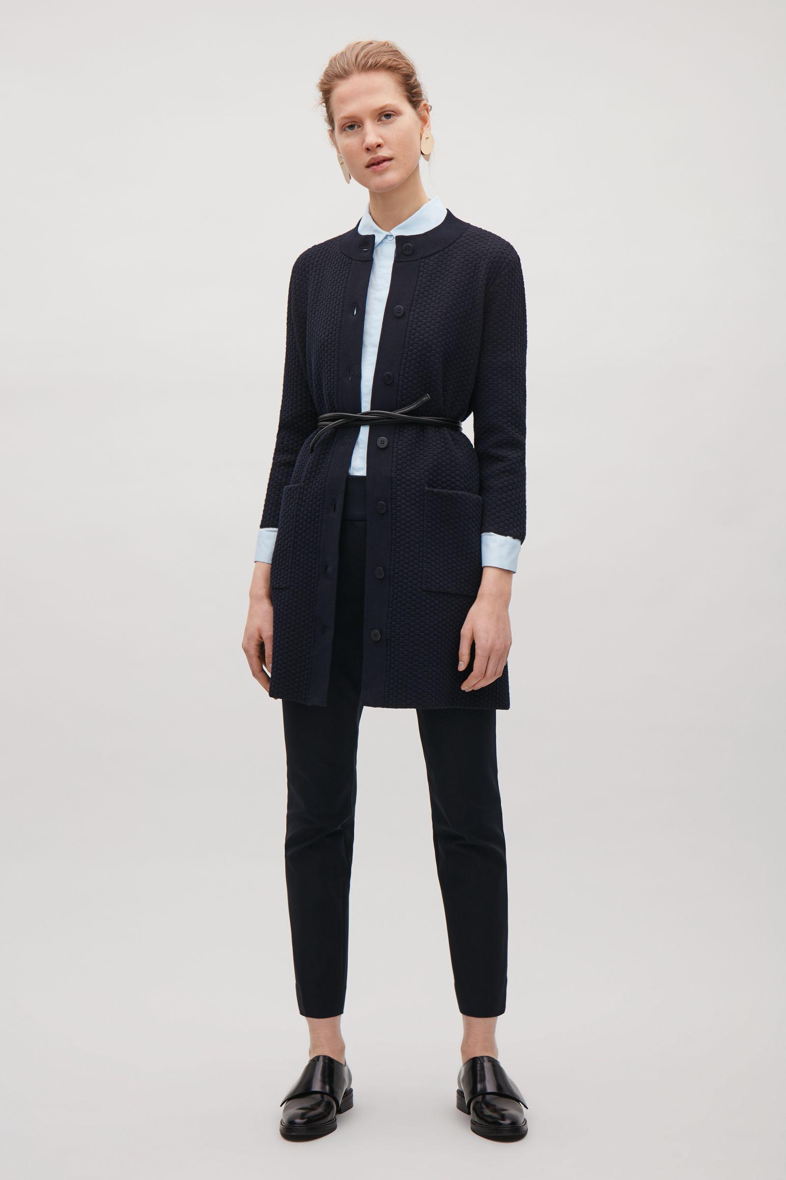 COS Textured Knit Cardigan in Blue Lyst UK