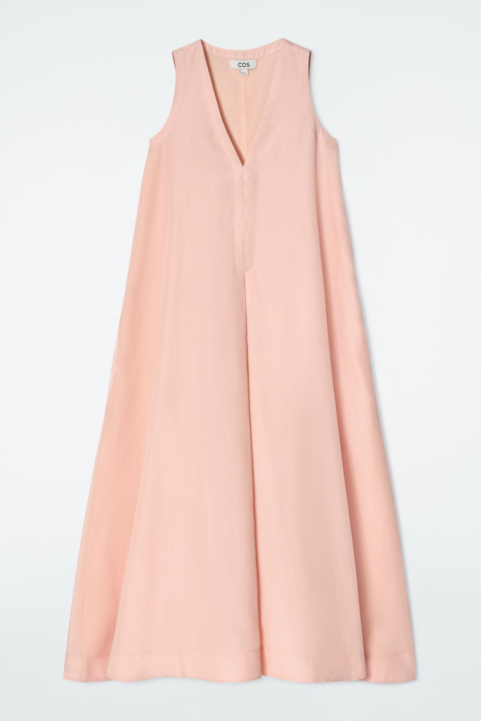 cos pink maxi dress COS Women's Gathered Halterneck Maxi Dress in Pink