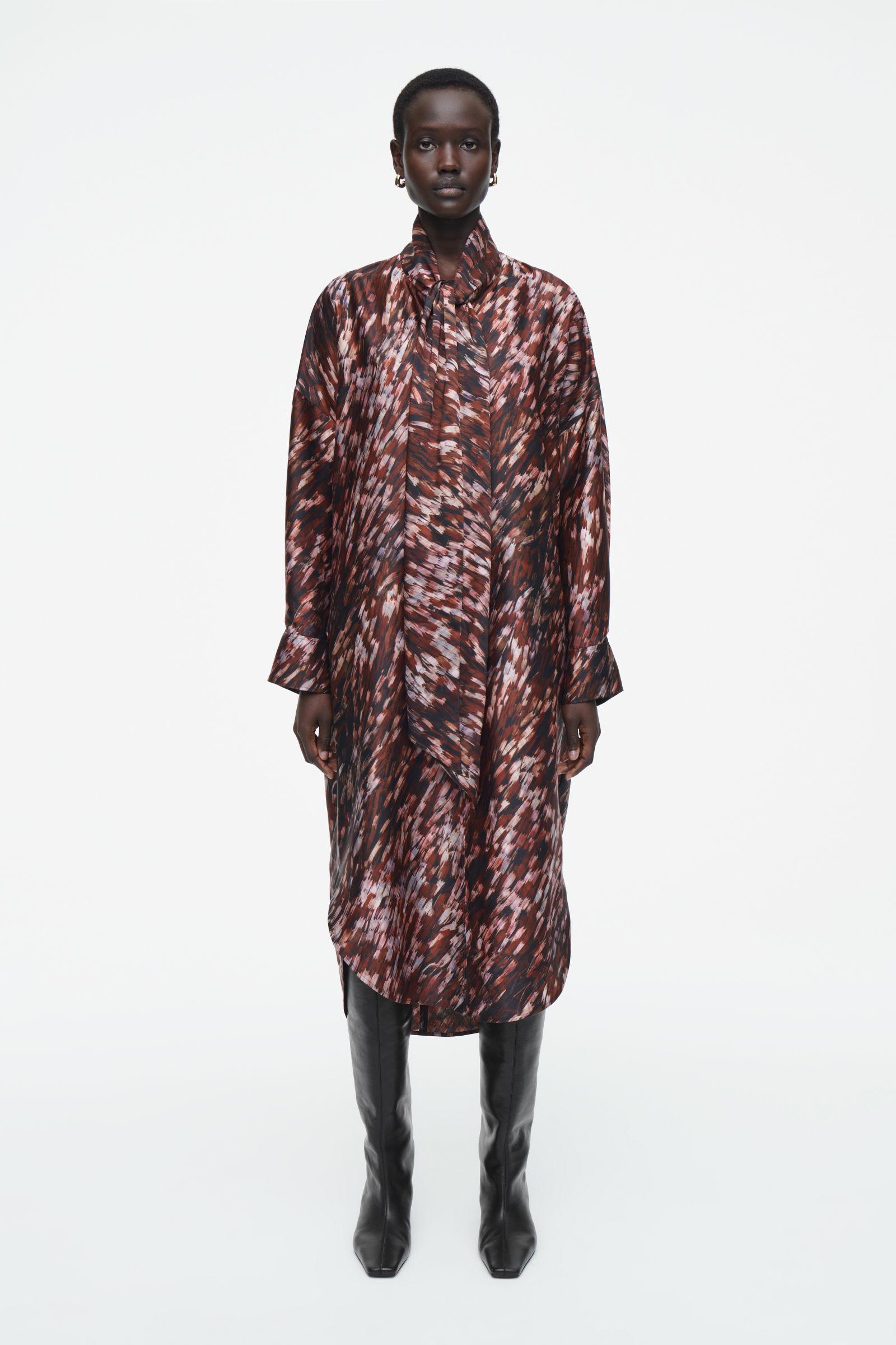 COS Printed Scarf-detail Midi Dress in Red | Lyst UK COS Printed Scarf-detail Midi Dress in Red | Lyst UK