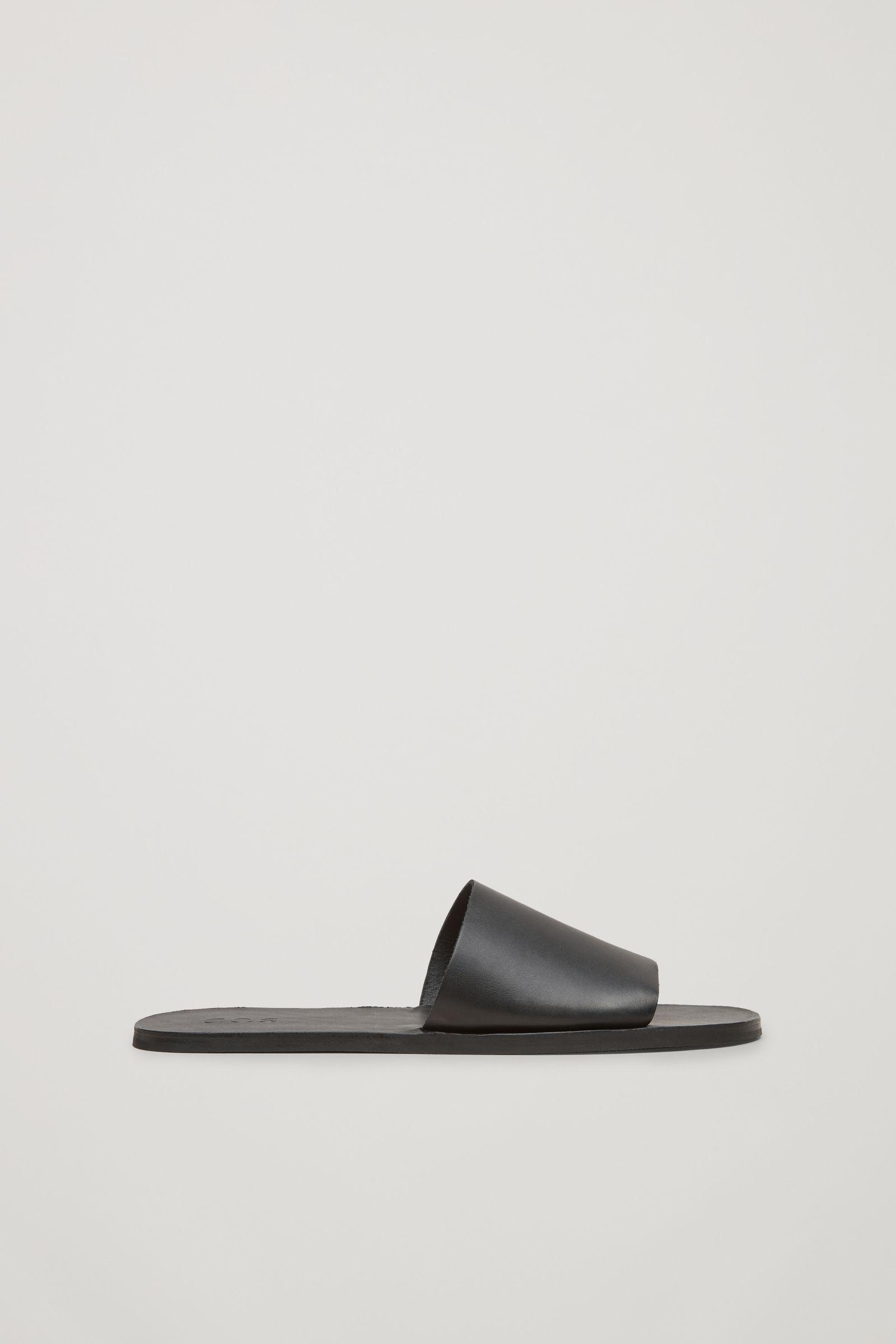 COS Leather Slides in Black | Lyst