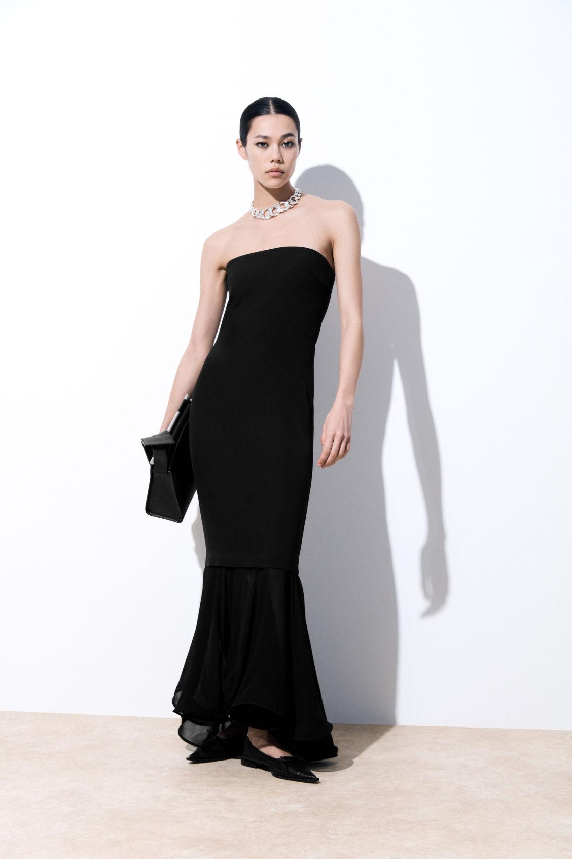 COS The Fishtail Bandeau Maxi Dress in Black | Lyst