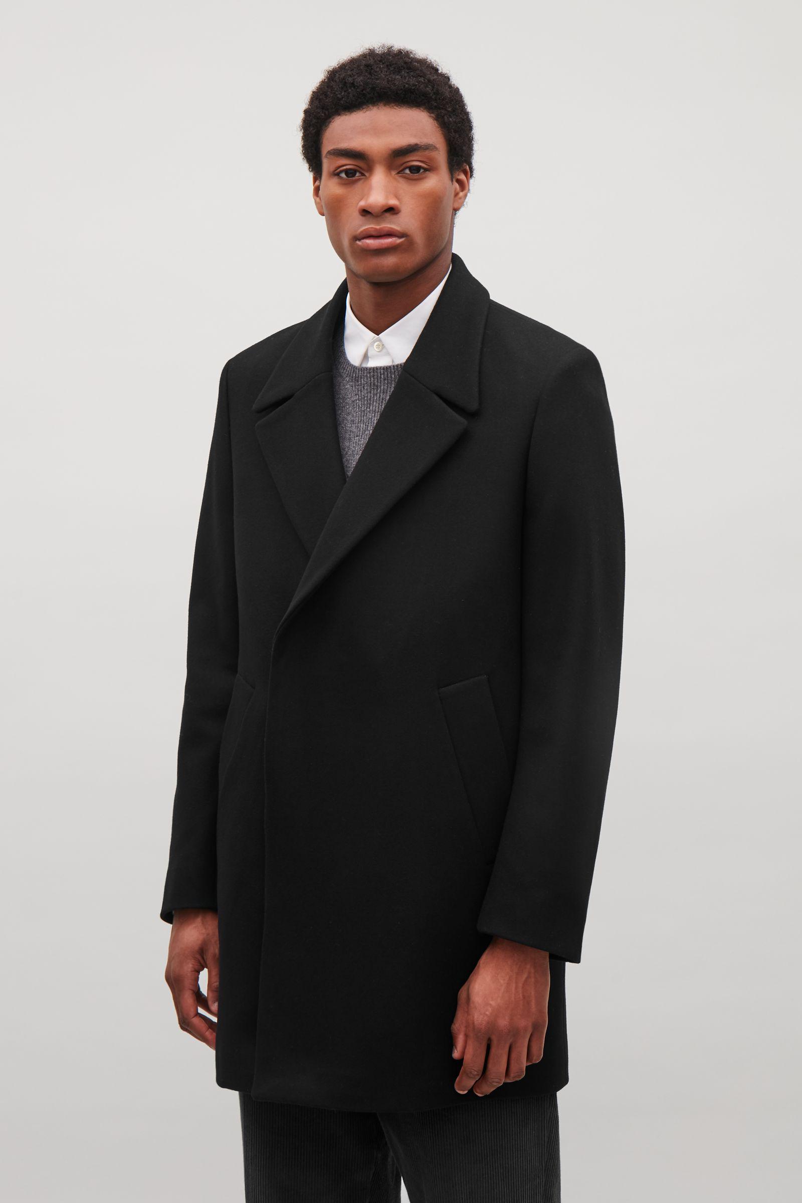 COS Oversized Wool Pea Coat in Black for Men | Lyst