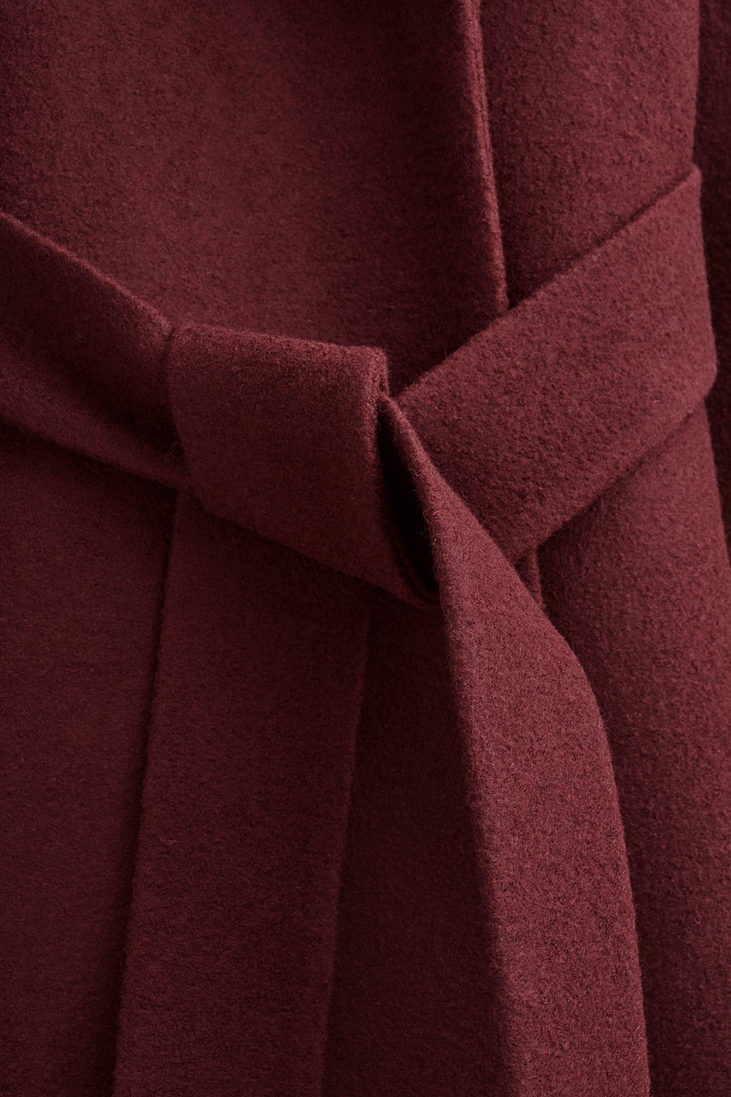 COS Belted Wool Coat in Red | Lyst