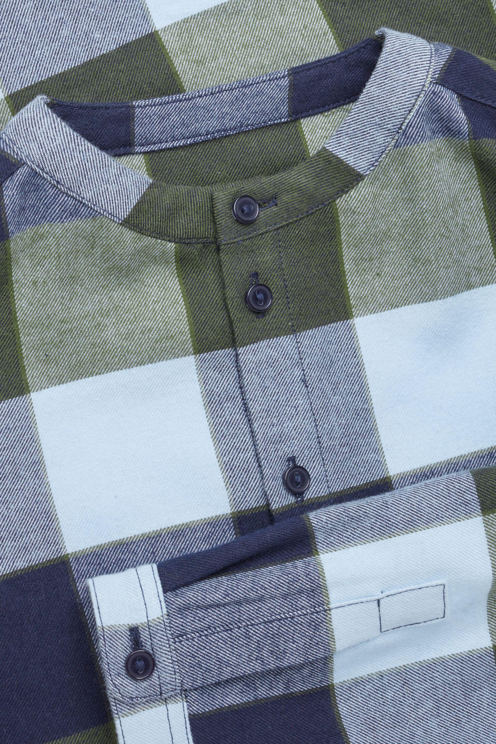 COS Collarless Flannel Shirt in Blue 