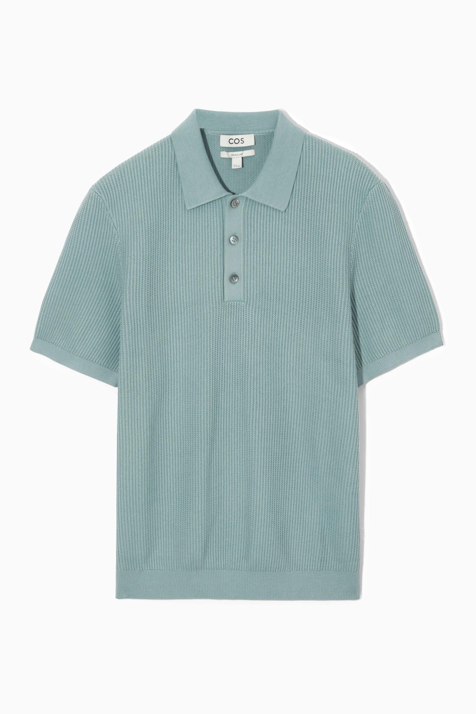 COS Textured Knitted Polo Shirt in Blue for Men | Lyst UK